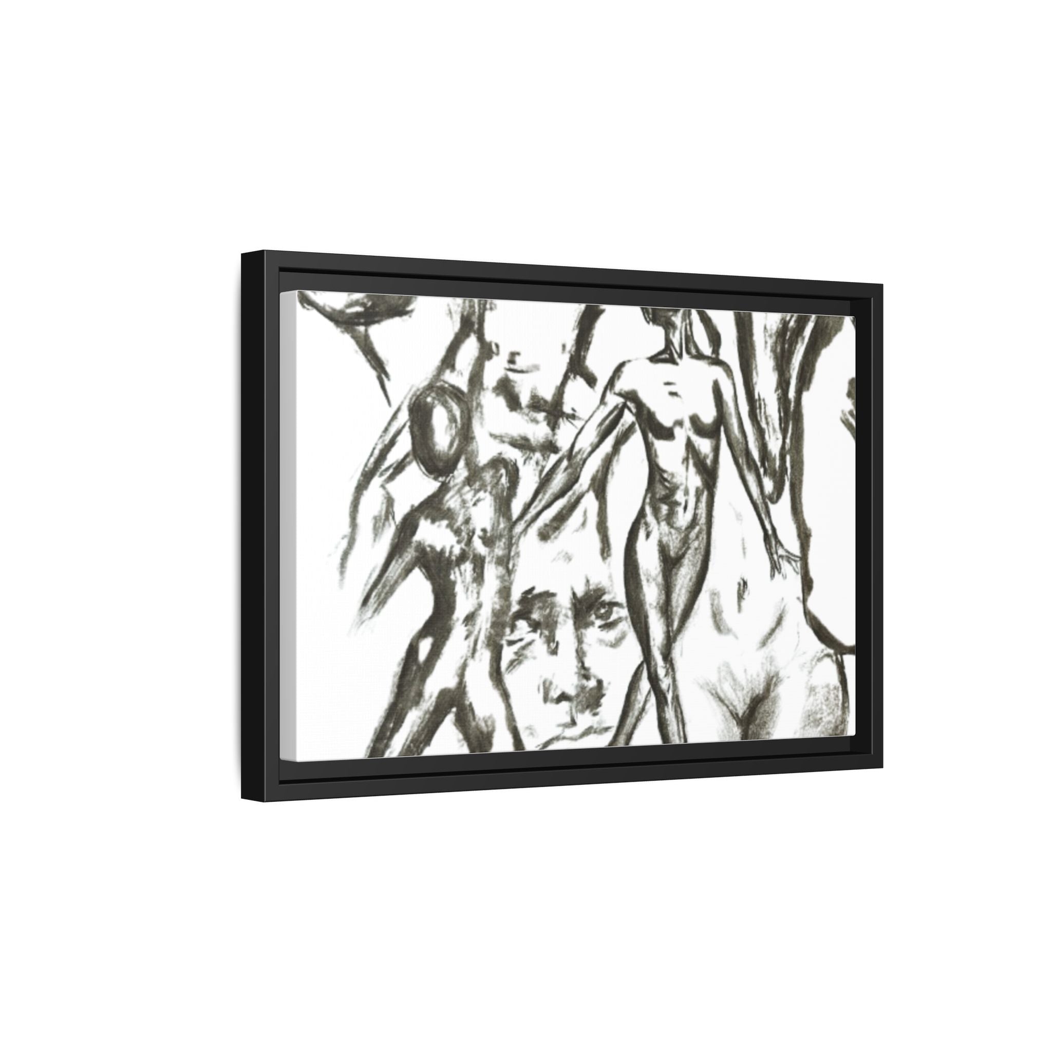 "The Figures" Abstract Matte Canvas Framed Wall Art