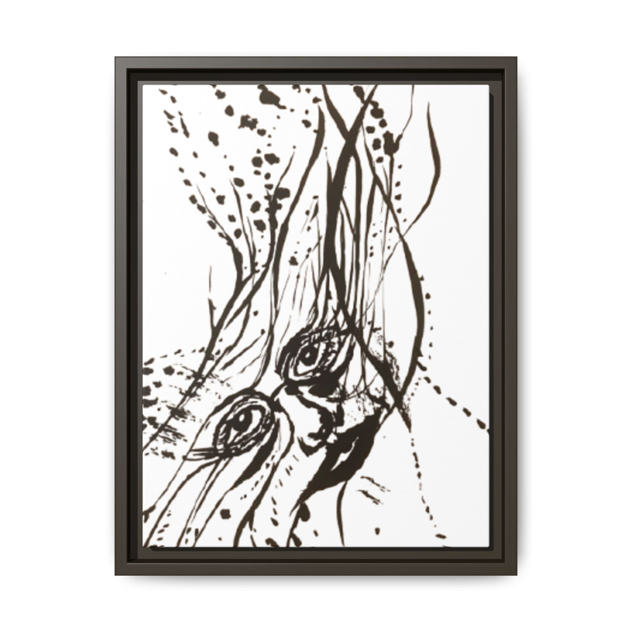 "The Ink Face" Framed Canvas Abstract Face Art Print