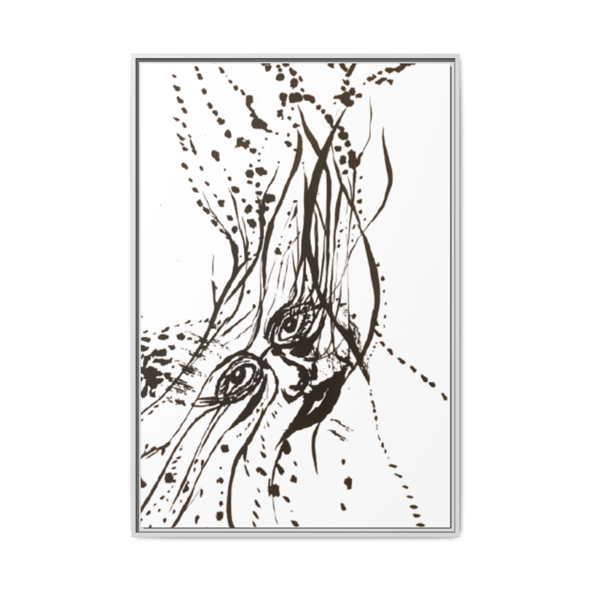 "The Ink Face" Framed Canvas Abstract Face Art Print