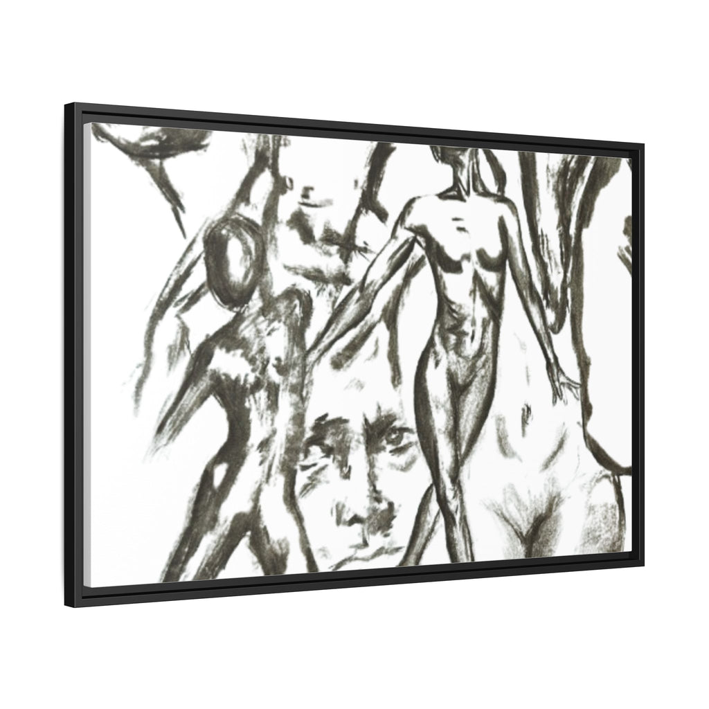 "The Figures" Abstract Matte Canvas Framed Wall Art