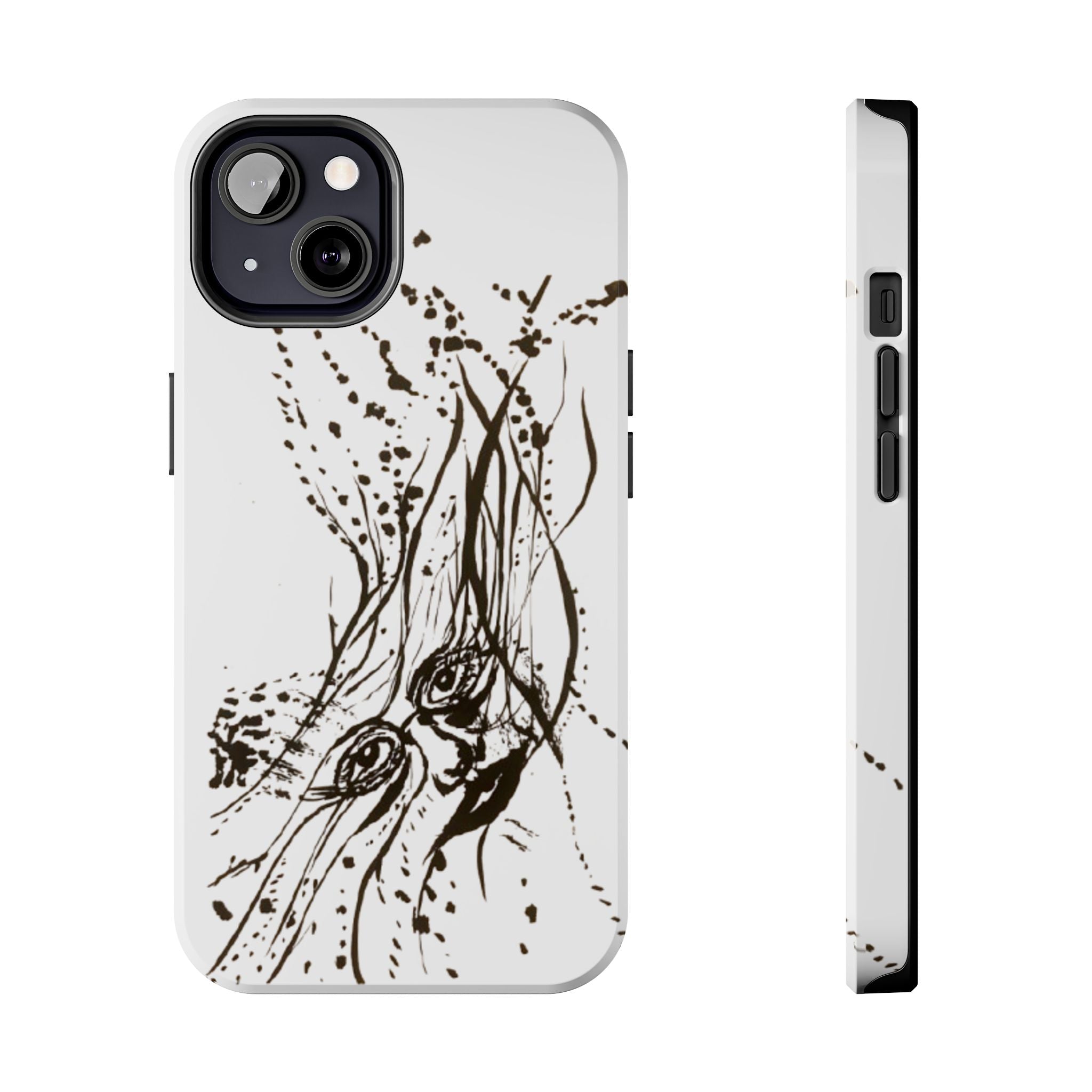 "Ink Face" Tough Phone Case — Abstract Ink Sketch Protective Cover