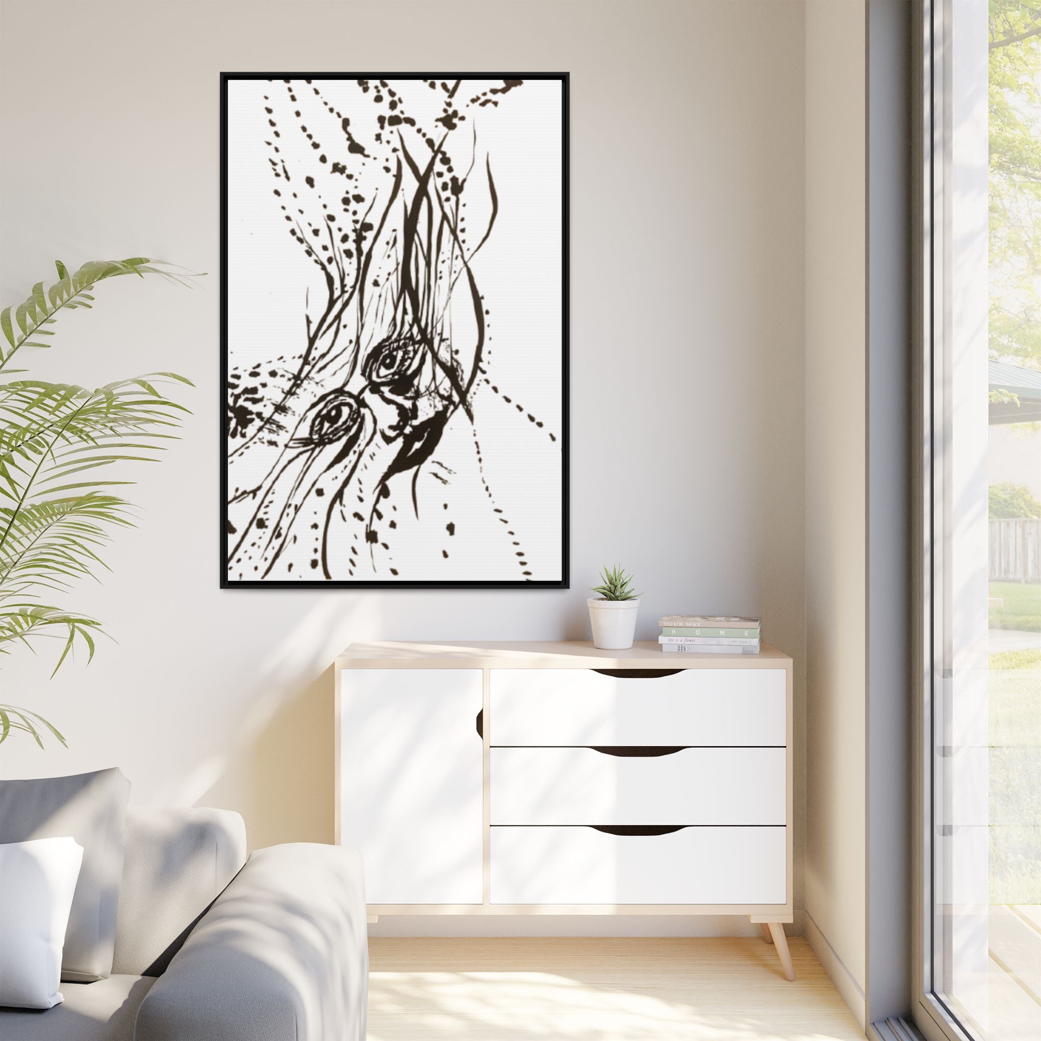 "The Ink Face" Framed Canvas Abstract Face Art Print