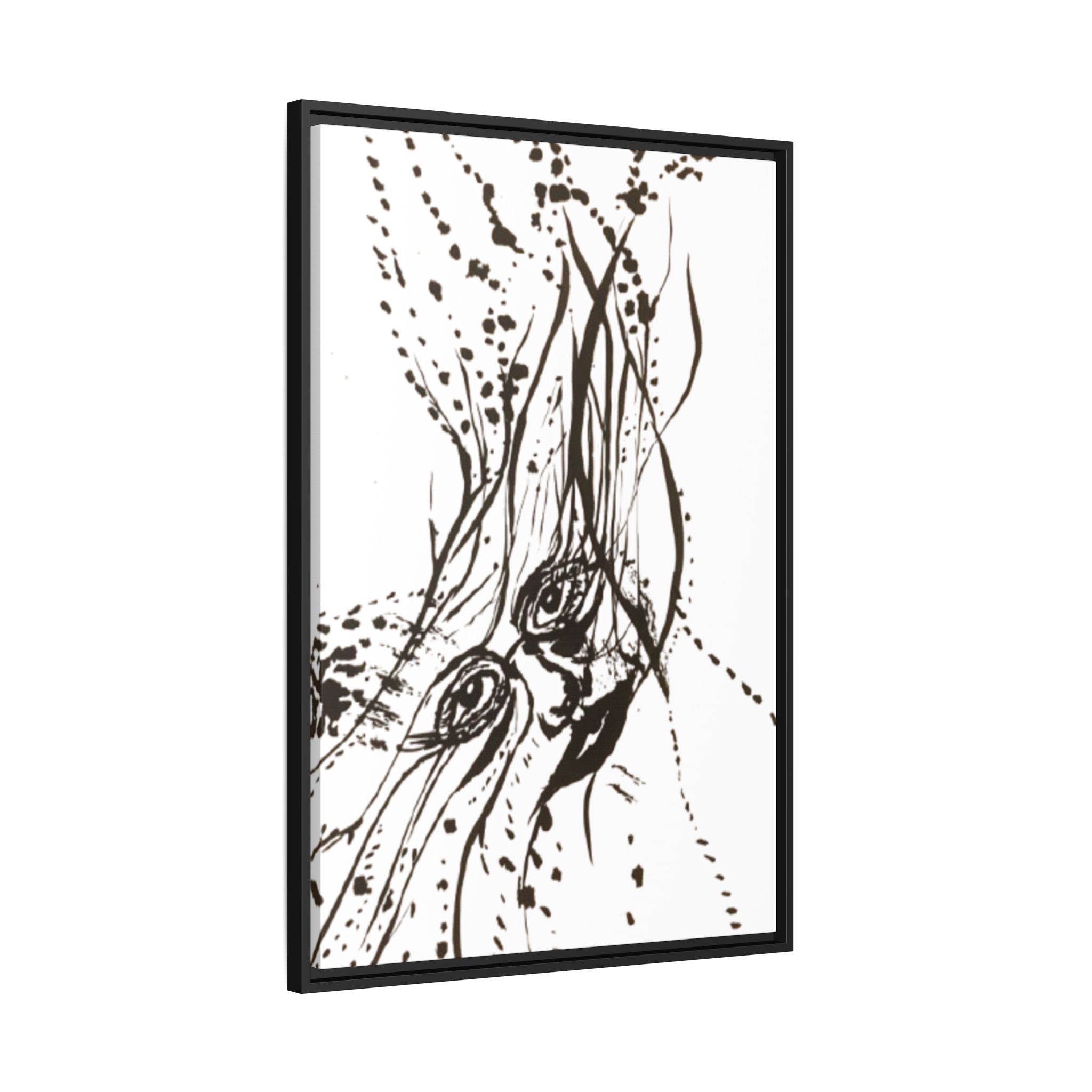 "The Ink Face" Framed Canvas Abstract Face Art Print
