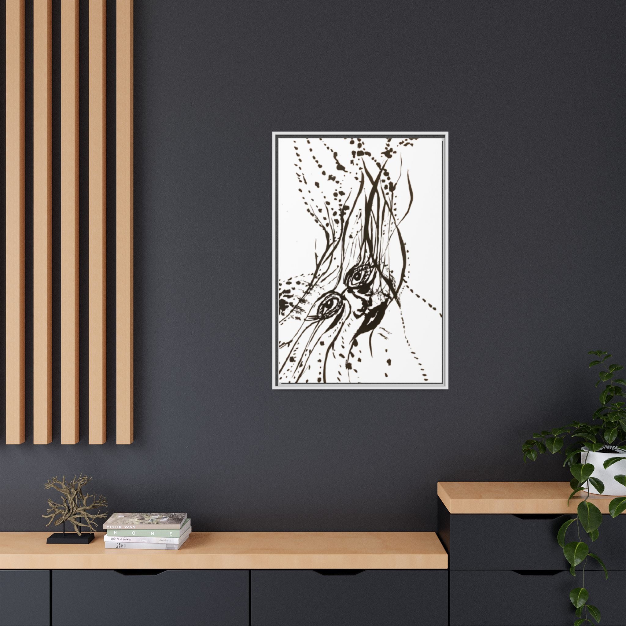 "The Ink Face" Framed Canvas Abstract Face Art Print