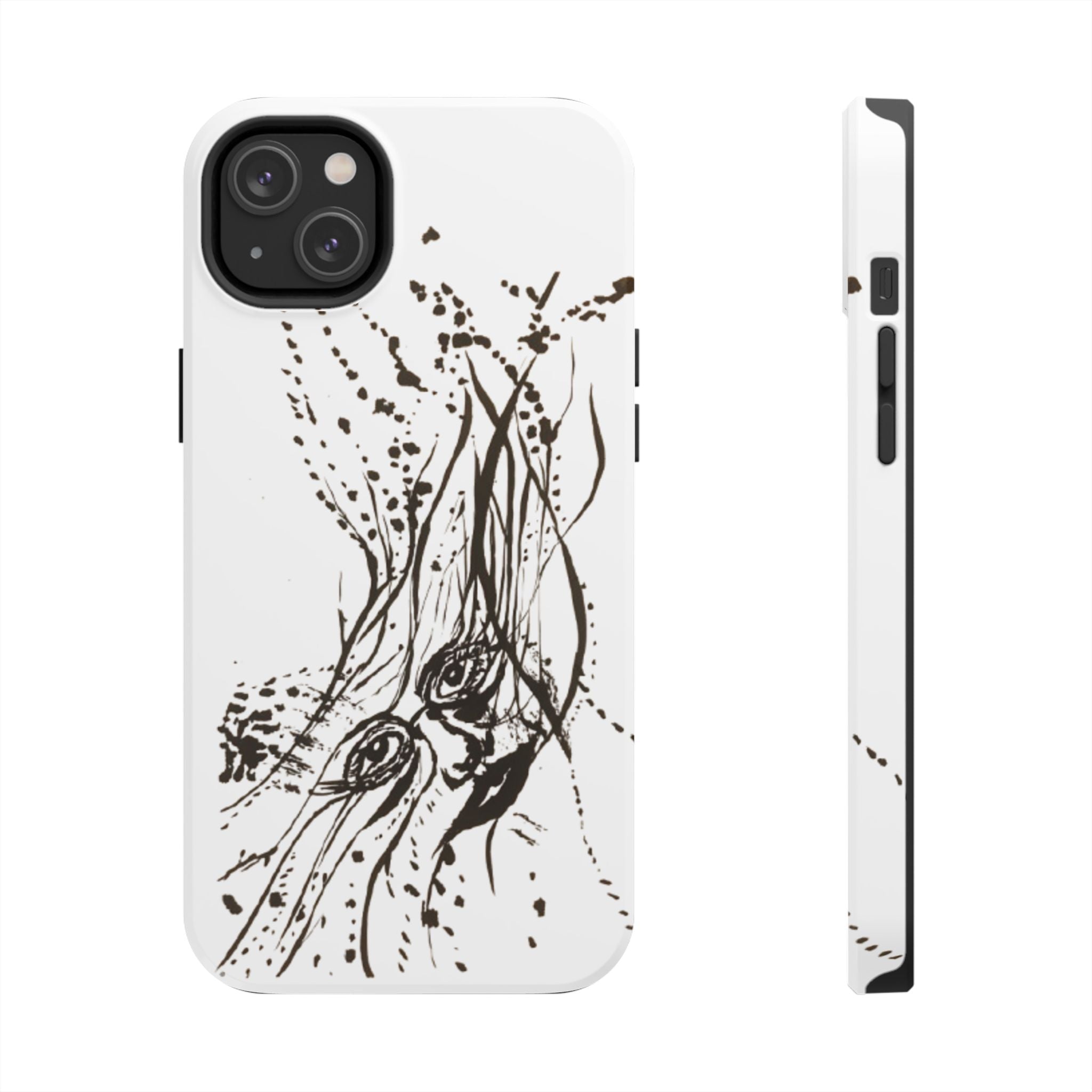 "Ink Face" Tough Phone Case — Abstract Ink Sketch Protective Cover