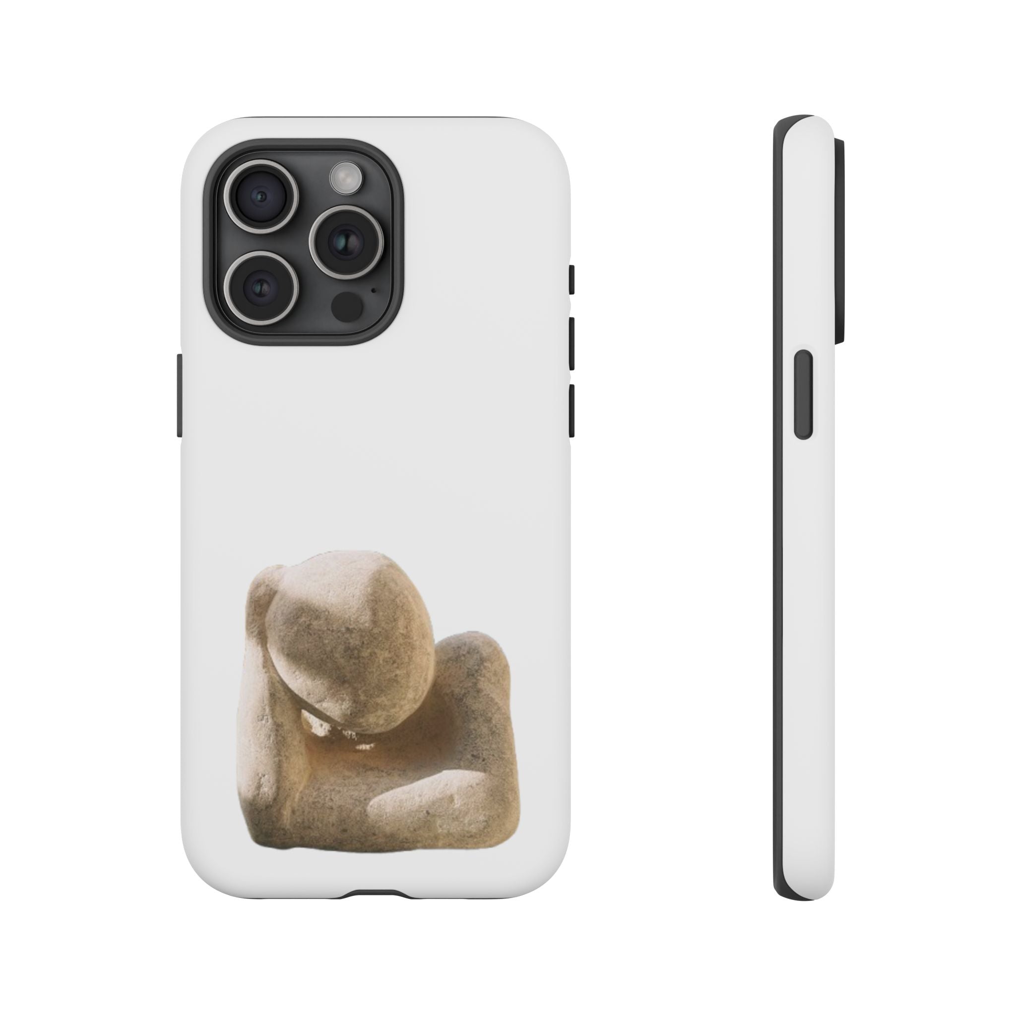 "Leaning Man" Phone Case — Minimalist Thoughtful Stone Sculpture Design