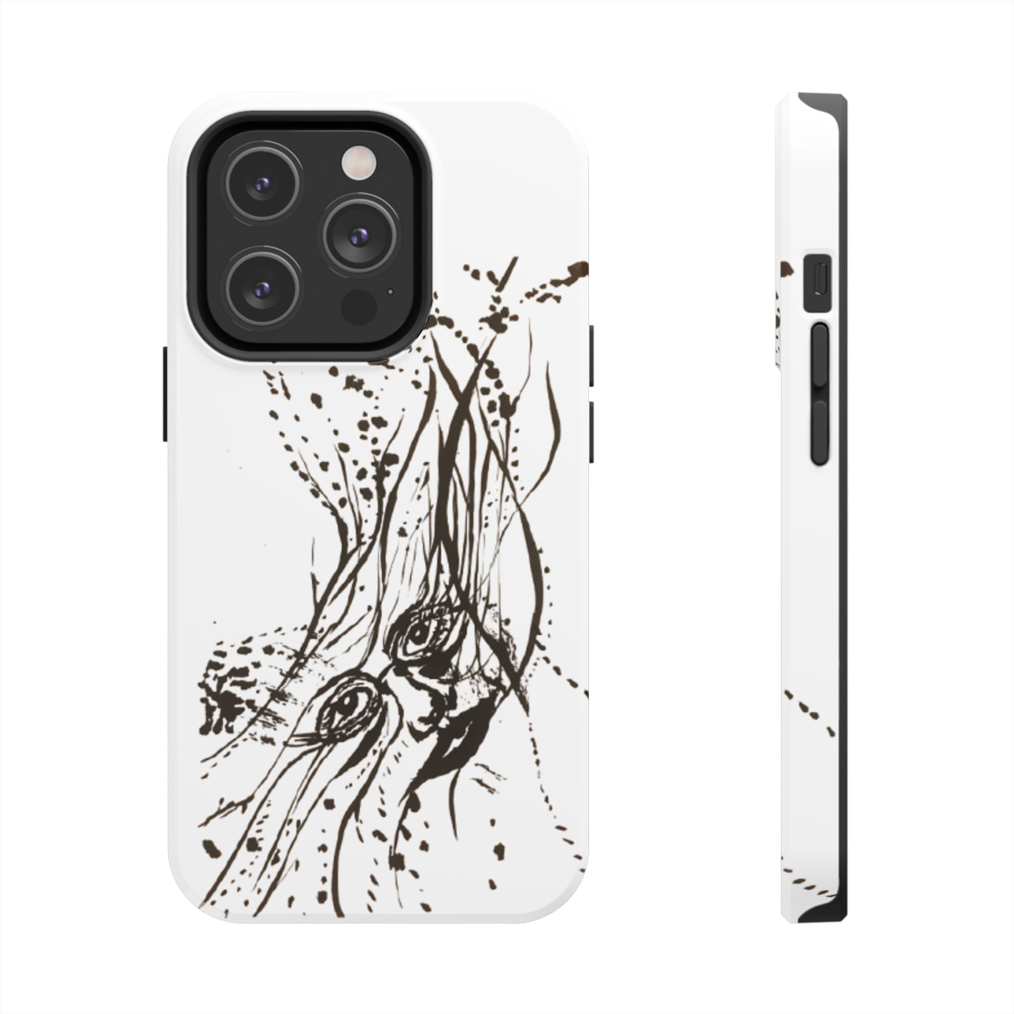 "Ink Face" Tough Phone Case — Abstract Ink Sketch Protective Cover
