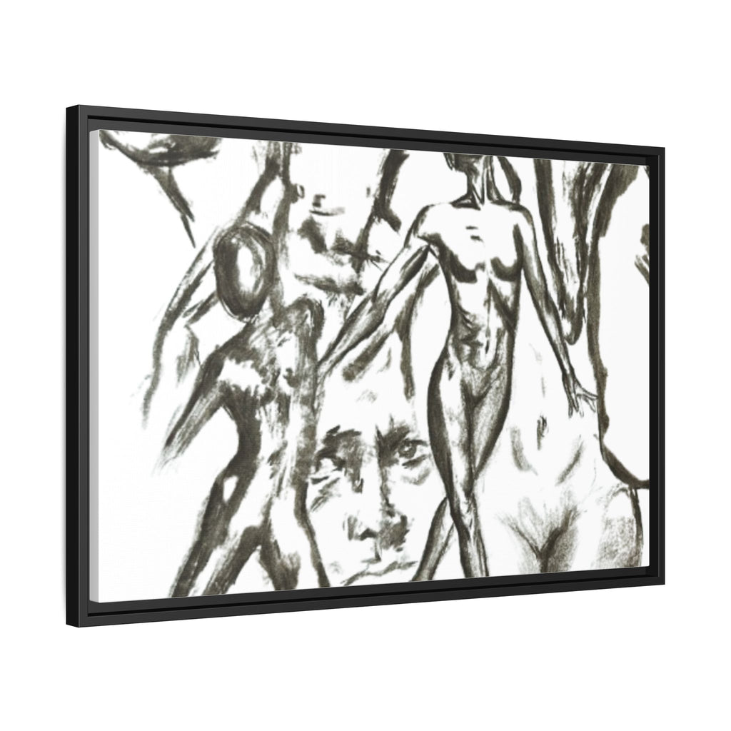 "The Figures" Abstract Matte Canvas Framed Wall Art