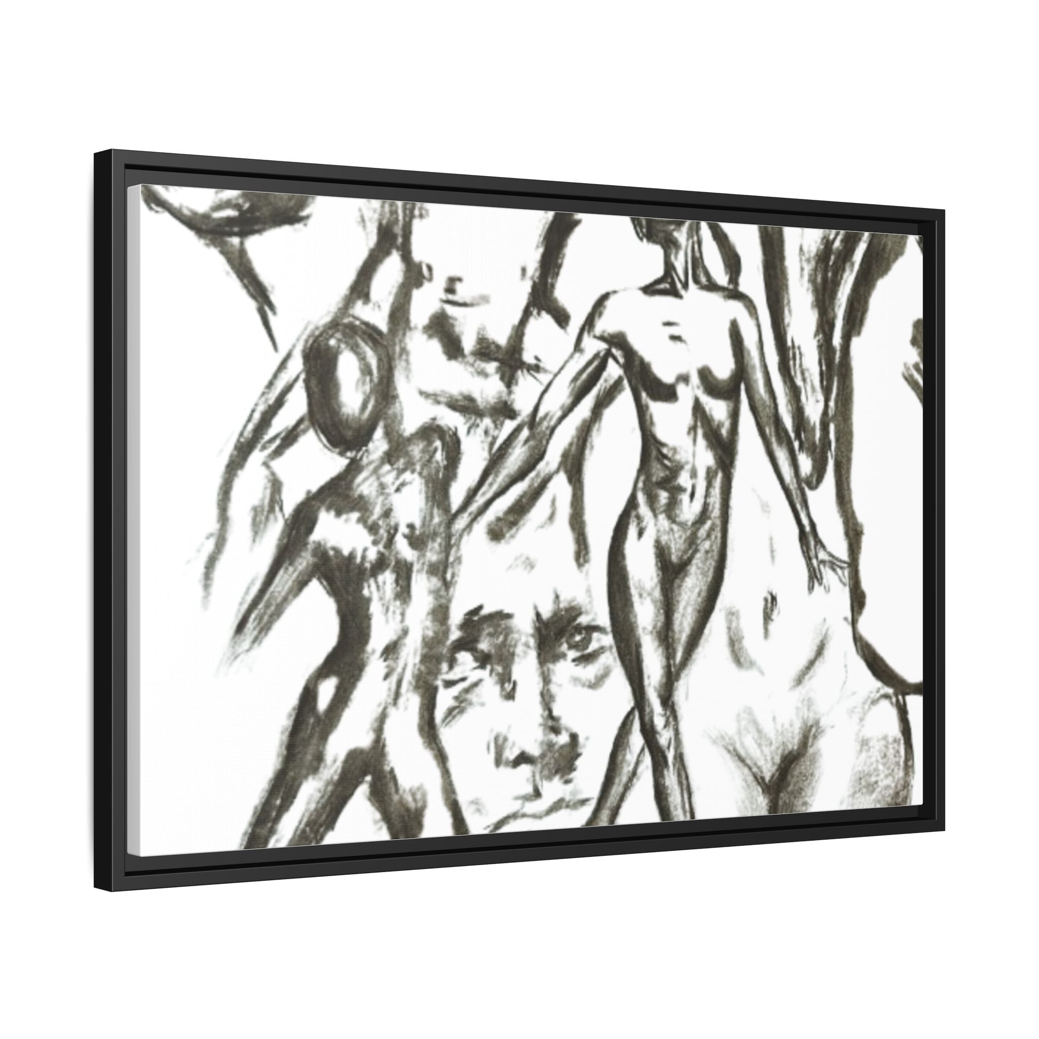 "The Figures" Abstract Matte Canvas Framed Wall Art