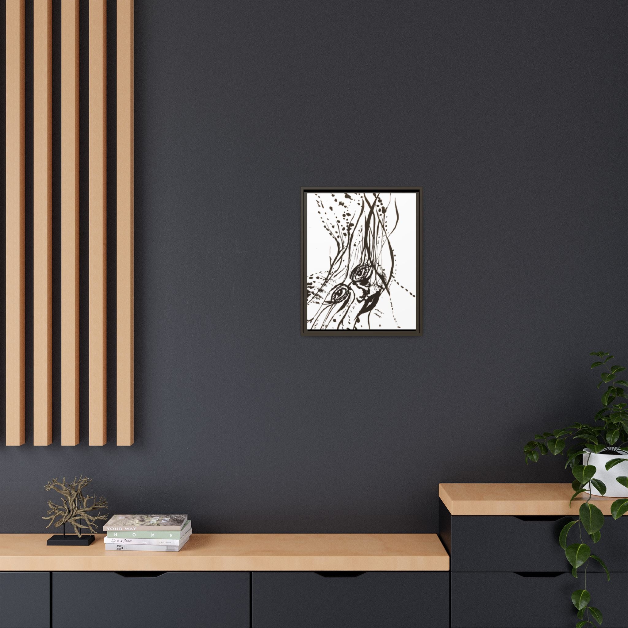 "The Ink Face" Framed Canvas Abstract Face Art Print
