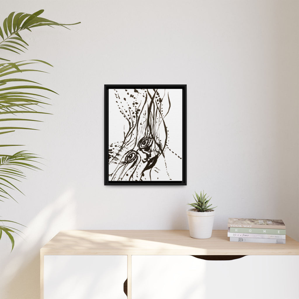"The Ink Face" Framed Canvas Abstract Face Art Print
