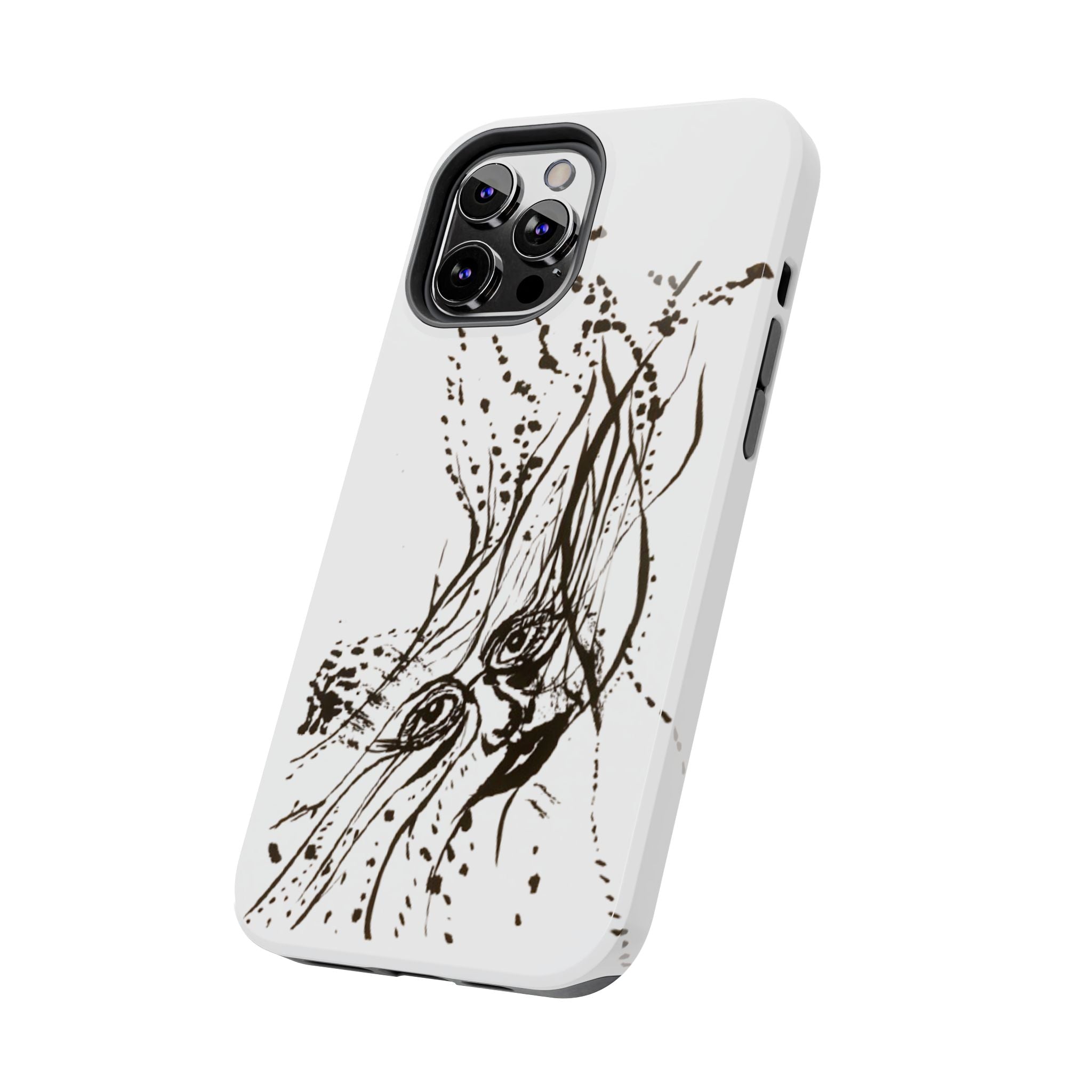 "Ink Face" Tough Phone Case — Abstract Ink Sketch Protective Cover