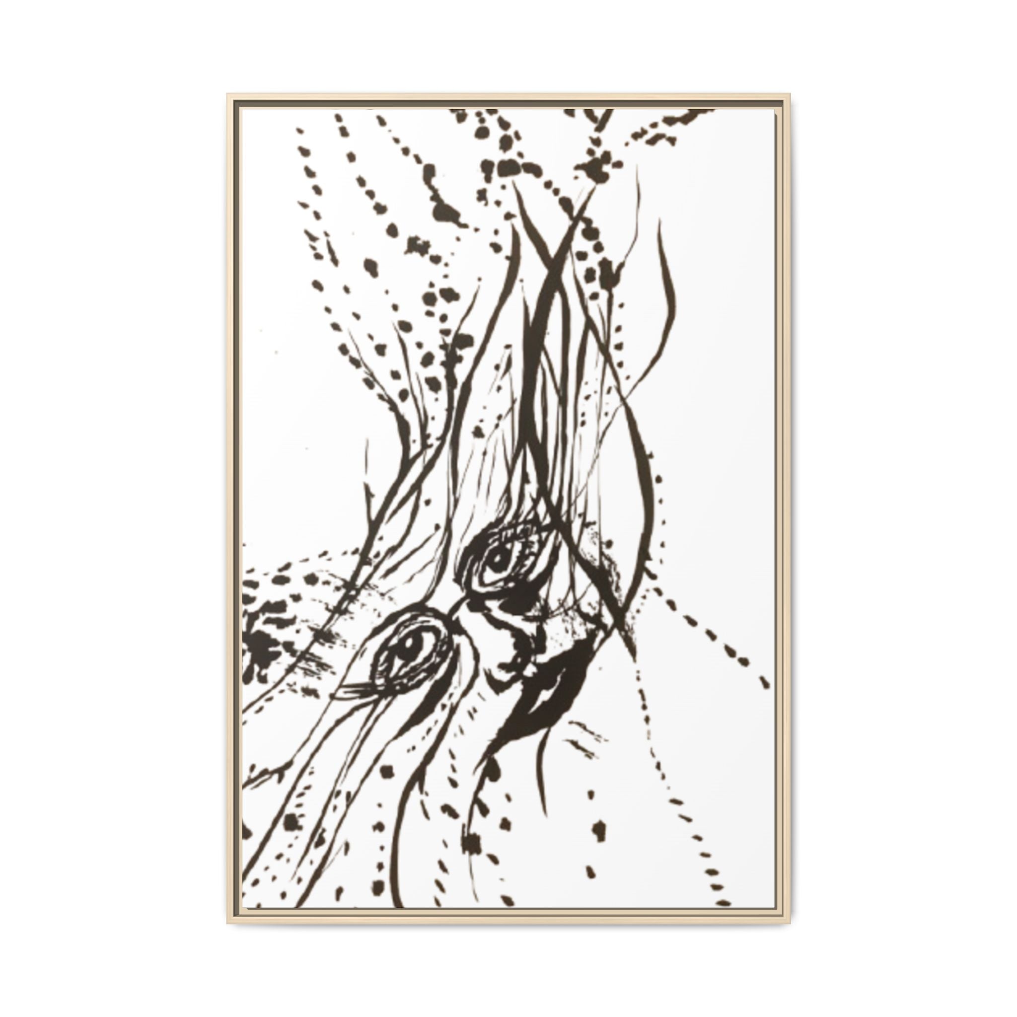 "The Ink Face" Framed Canvas Abstract Face Art Print