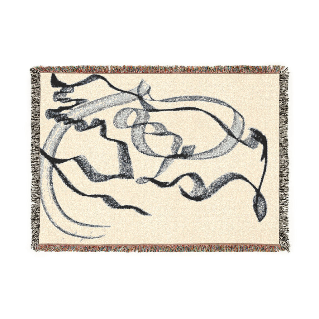 "Brushstroke" Abstract Sketch Design Woven Blanket