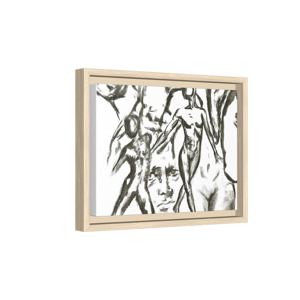 "The Figures" Abstract Matte Canvas Framed Wall Art