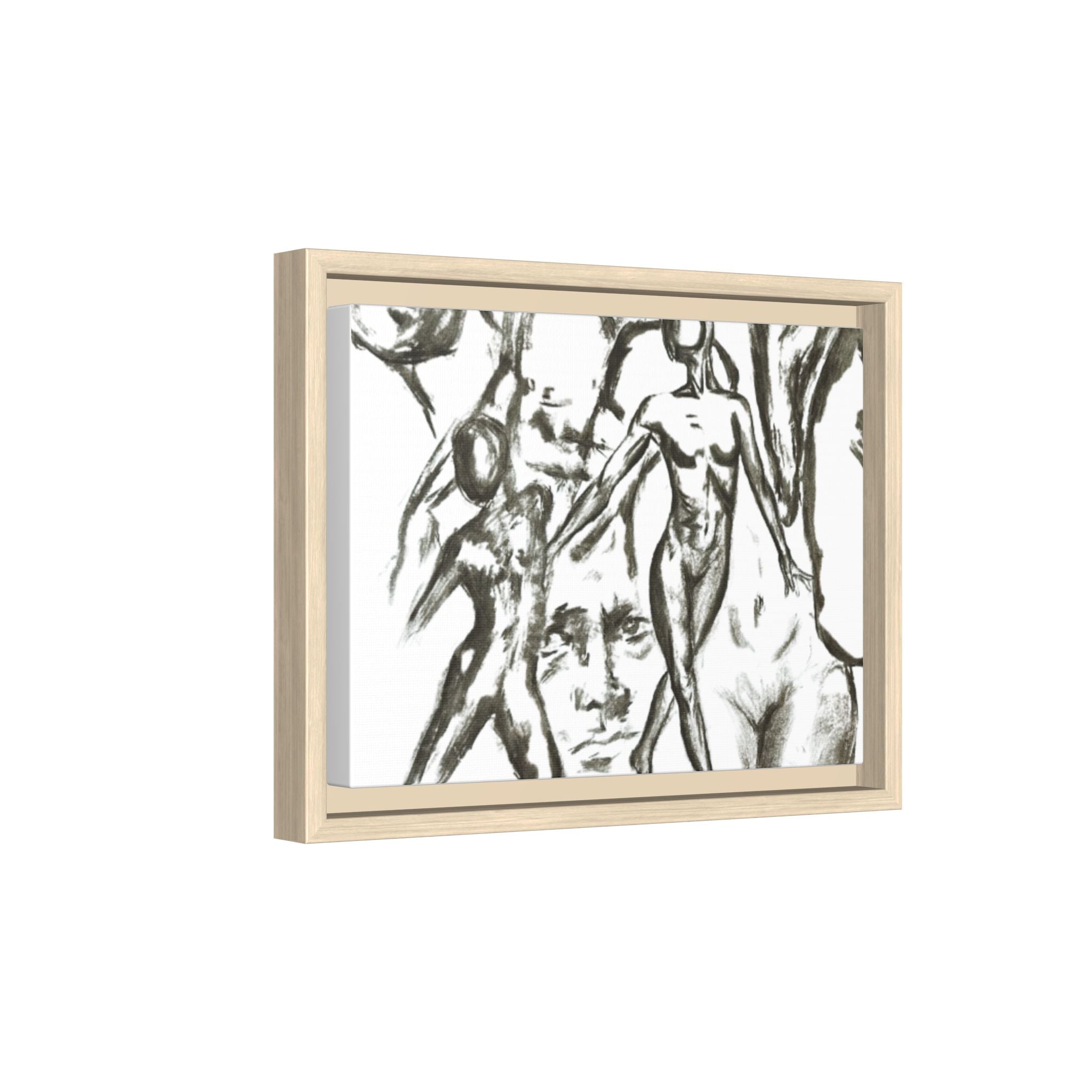 "The Figures" Abstract Matte Canvas Framed Wall Art