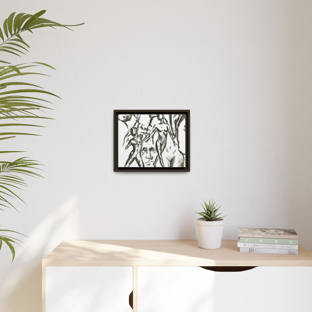 "The Figures" Abstract Matte Canvas Framed Wall Art