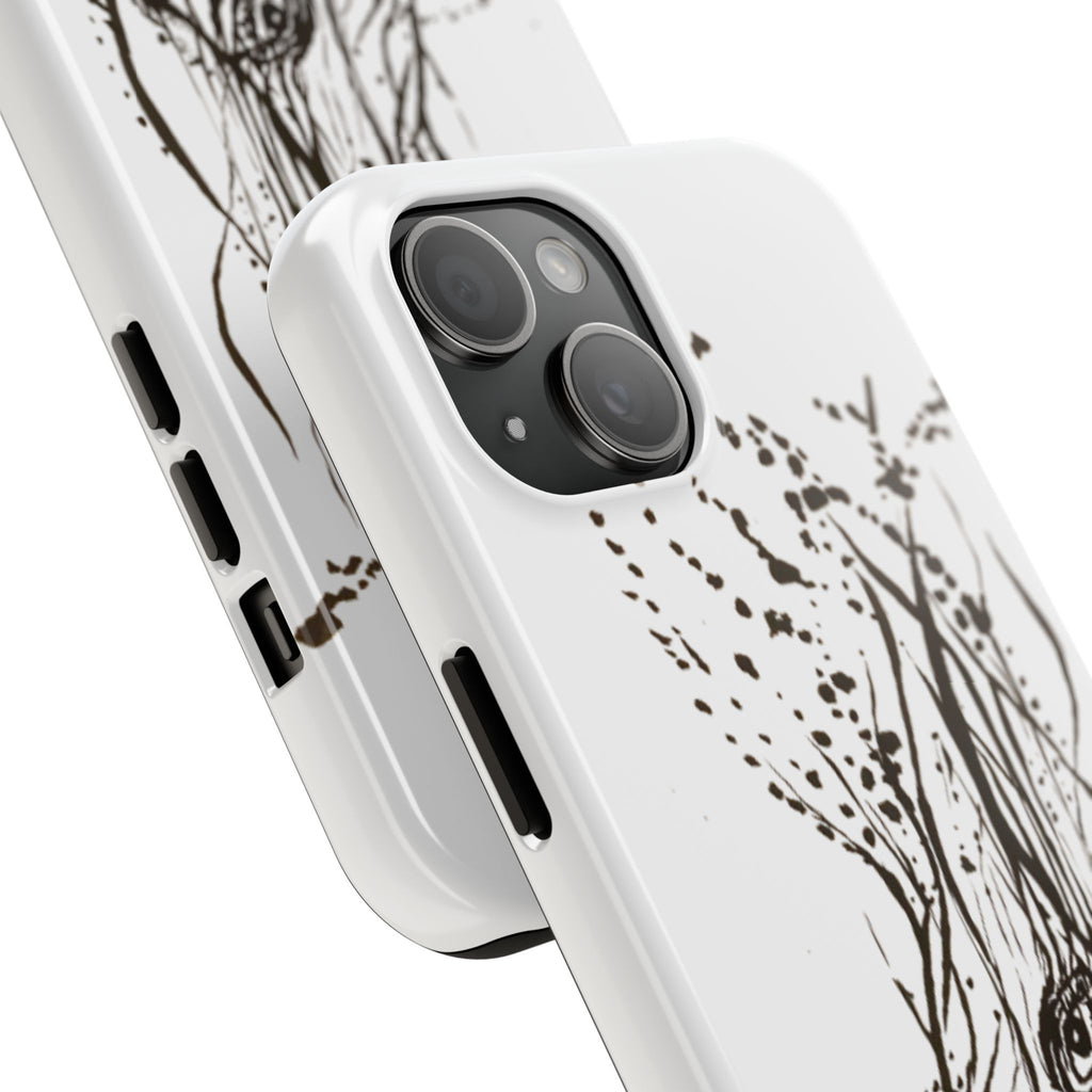 "Ink Face" Tough Phone Case — Abstract Ink Sketch Protective Cover
