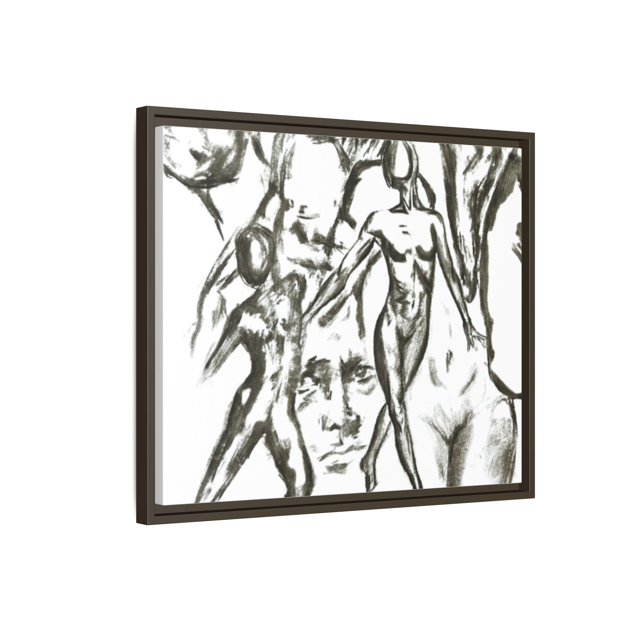 "The Figures" Abstract Matte Canvas Framed Wall Art