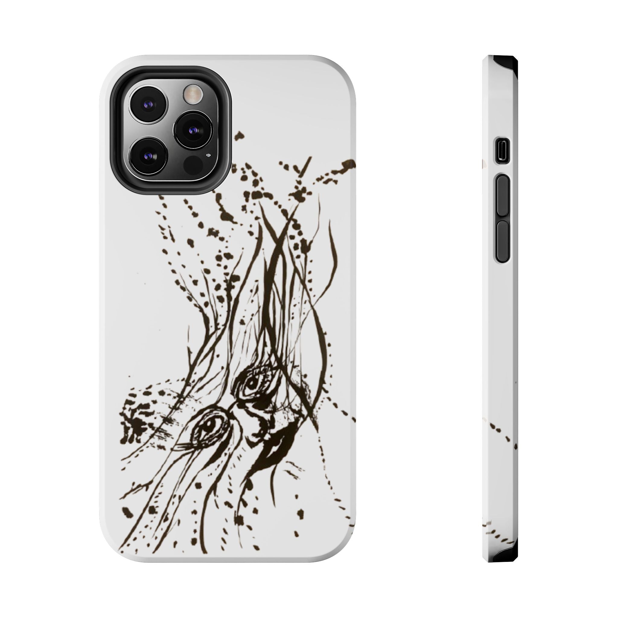 "Ink Face" Tough Phone Case — Abstract Ink Sketch Protective Cover