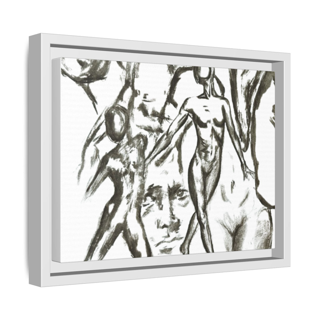 "The Figures" Abstract Matte Canvas Framed Wall Art