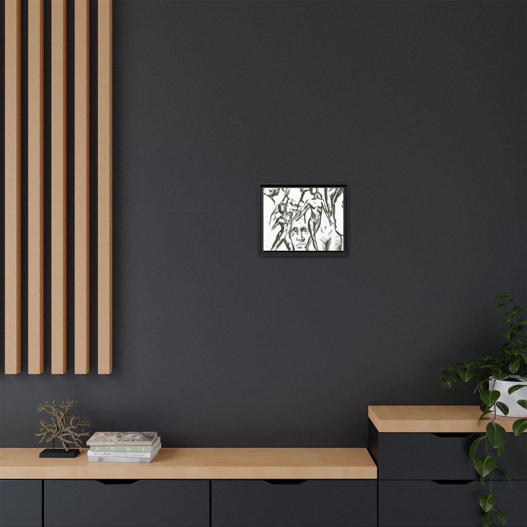 "The Figures" Abstract Matte Canvas Framed Wall Art