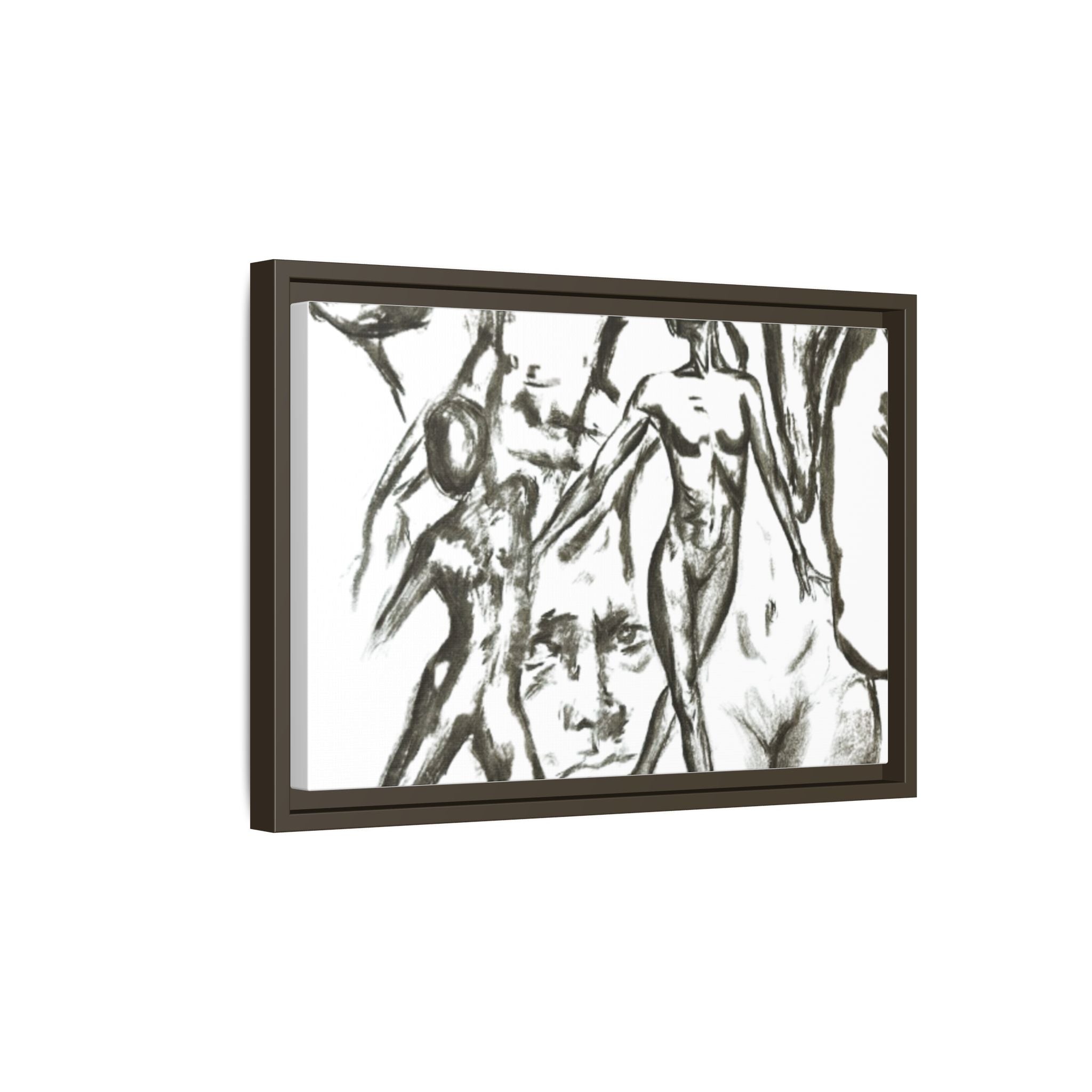 "The Figures" Abstract Matte Canvas Framed Wall Art