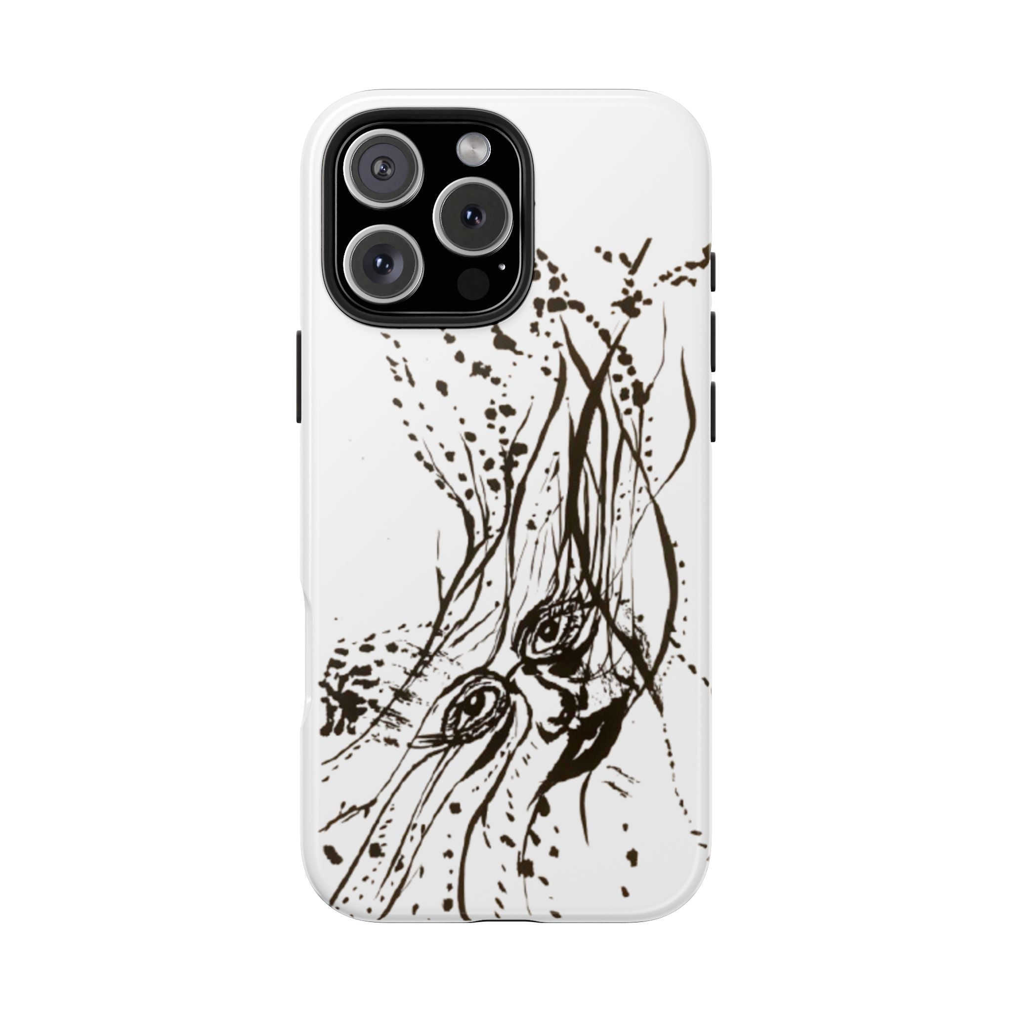 "Ink Face" Tough Phone Case — Abstract Ink Sketch Protective Cover