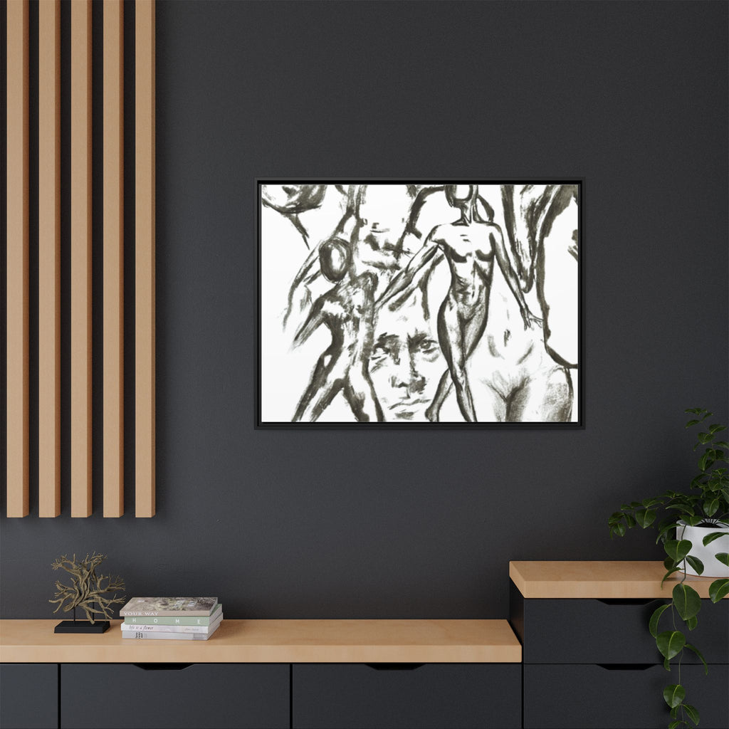 "The Figures" Abstract Matte Canvas Framed Wall Art