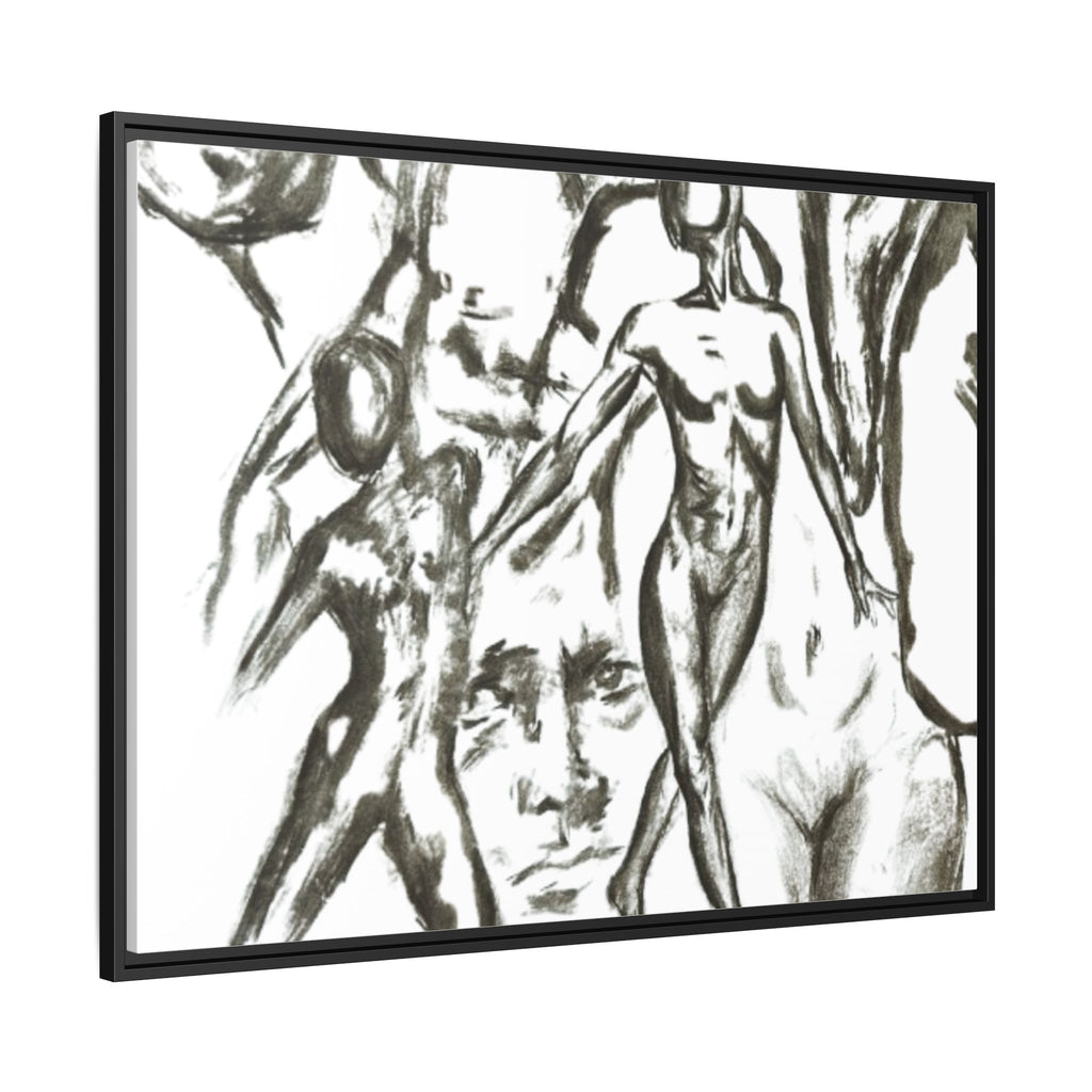 "The Figures" Abstract Matte Canvas Framed Wall Art