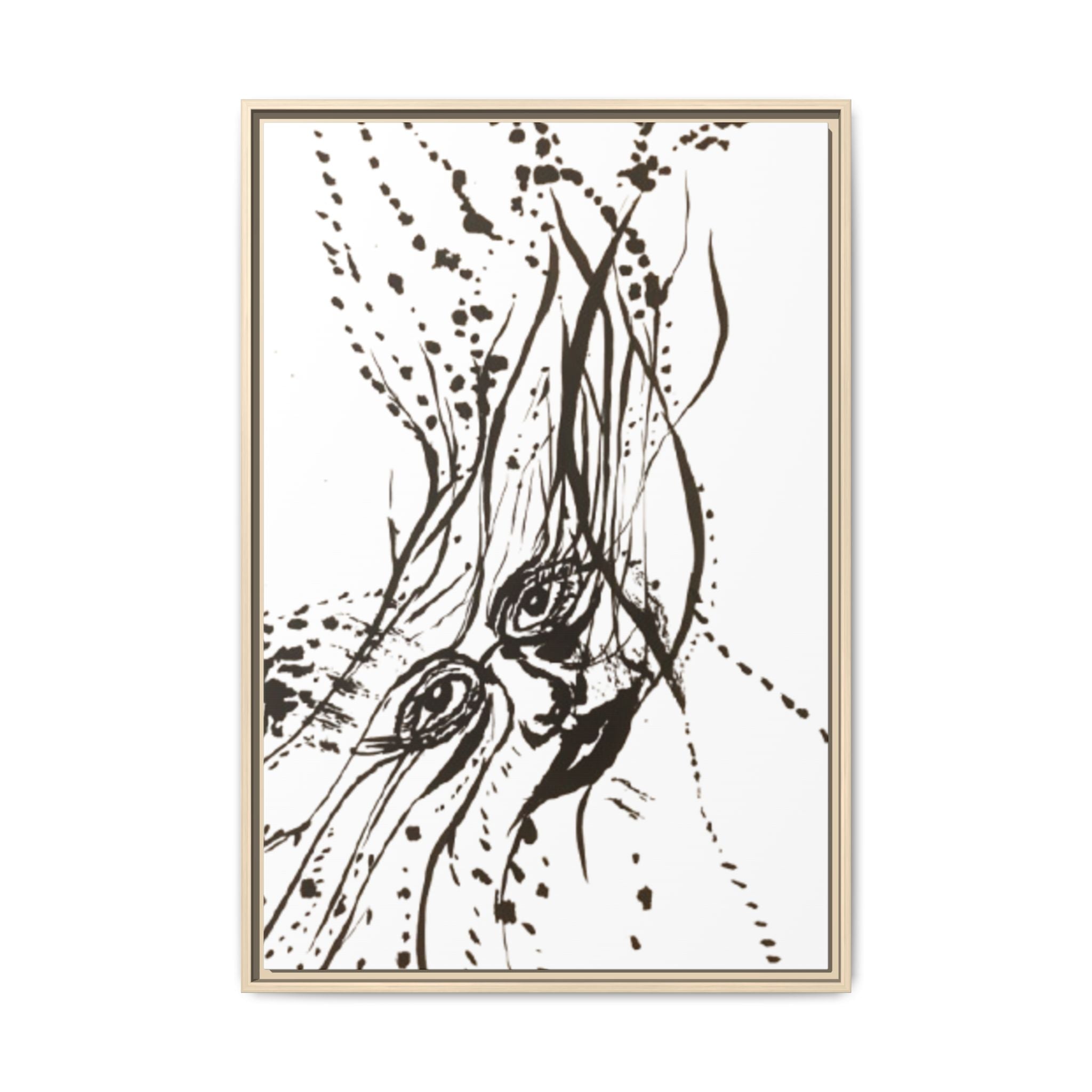 "The Ink Face" Framed Canvas Abstract Face Art Print