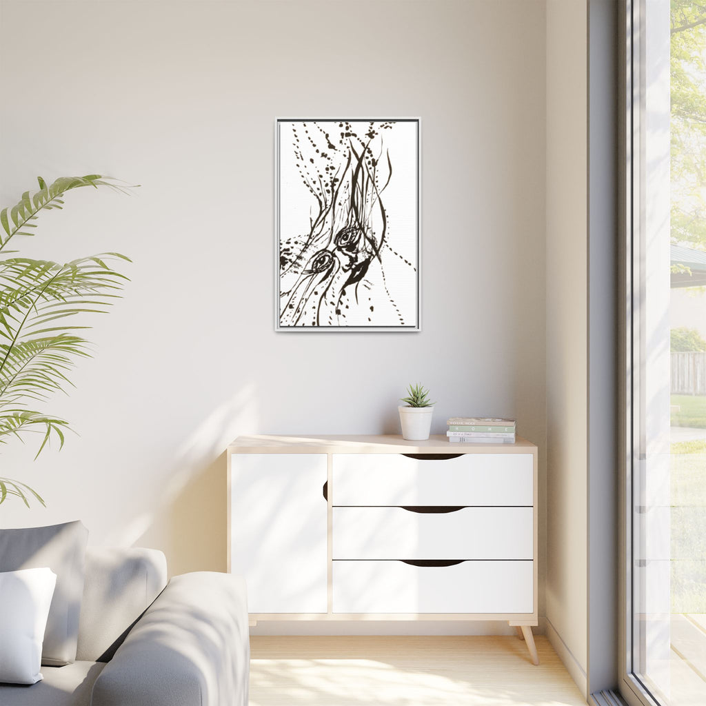 "The Ink Face" Framed Canvas Abstract Face Art Print