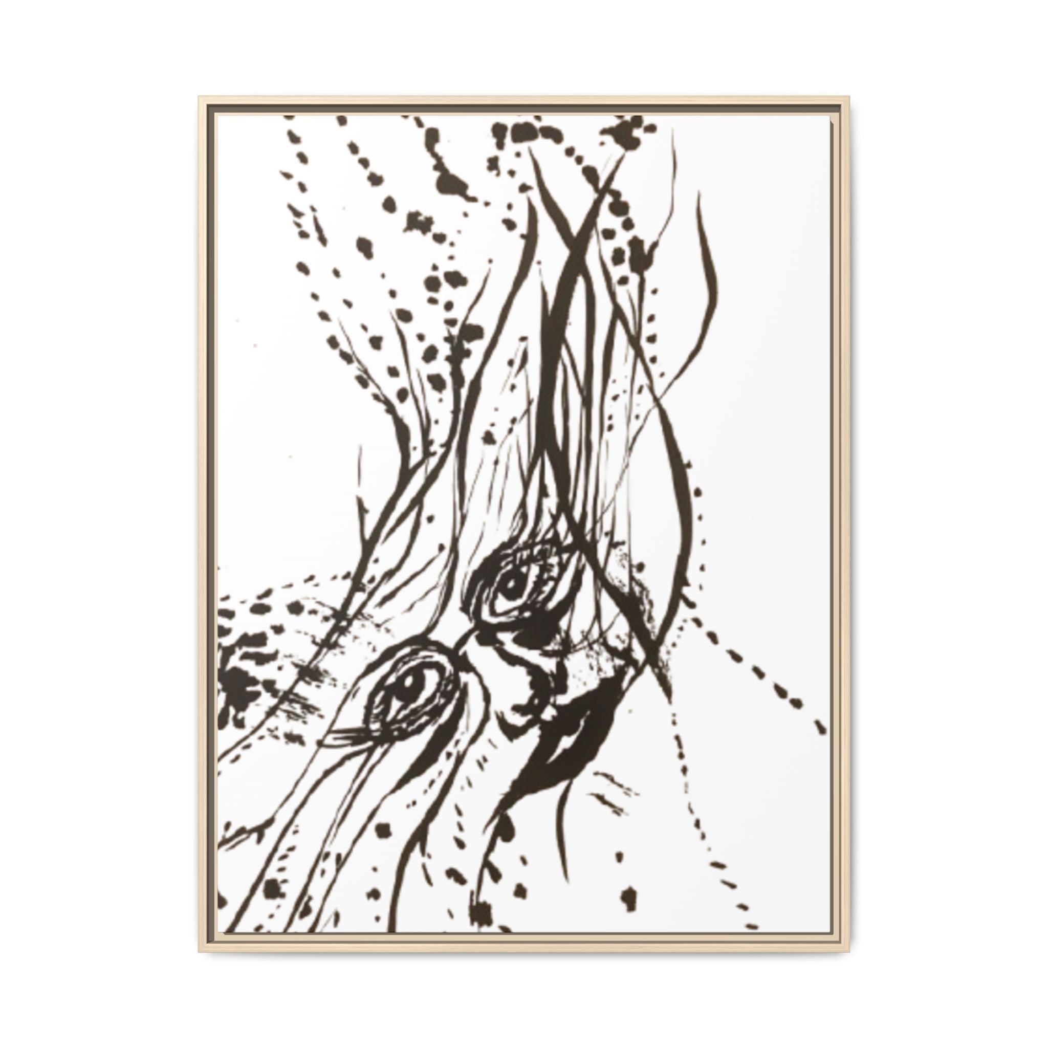 "The Ink Face" Framed Canvas Abstract Face Art Print