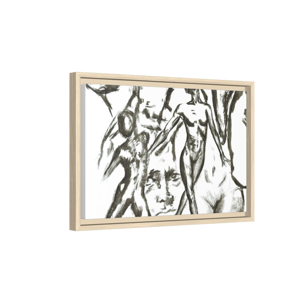 "The Figures" Abstract Matte Canvas Framed Wall Art
