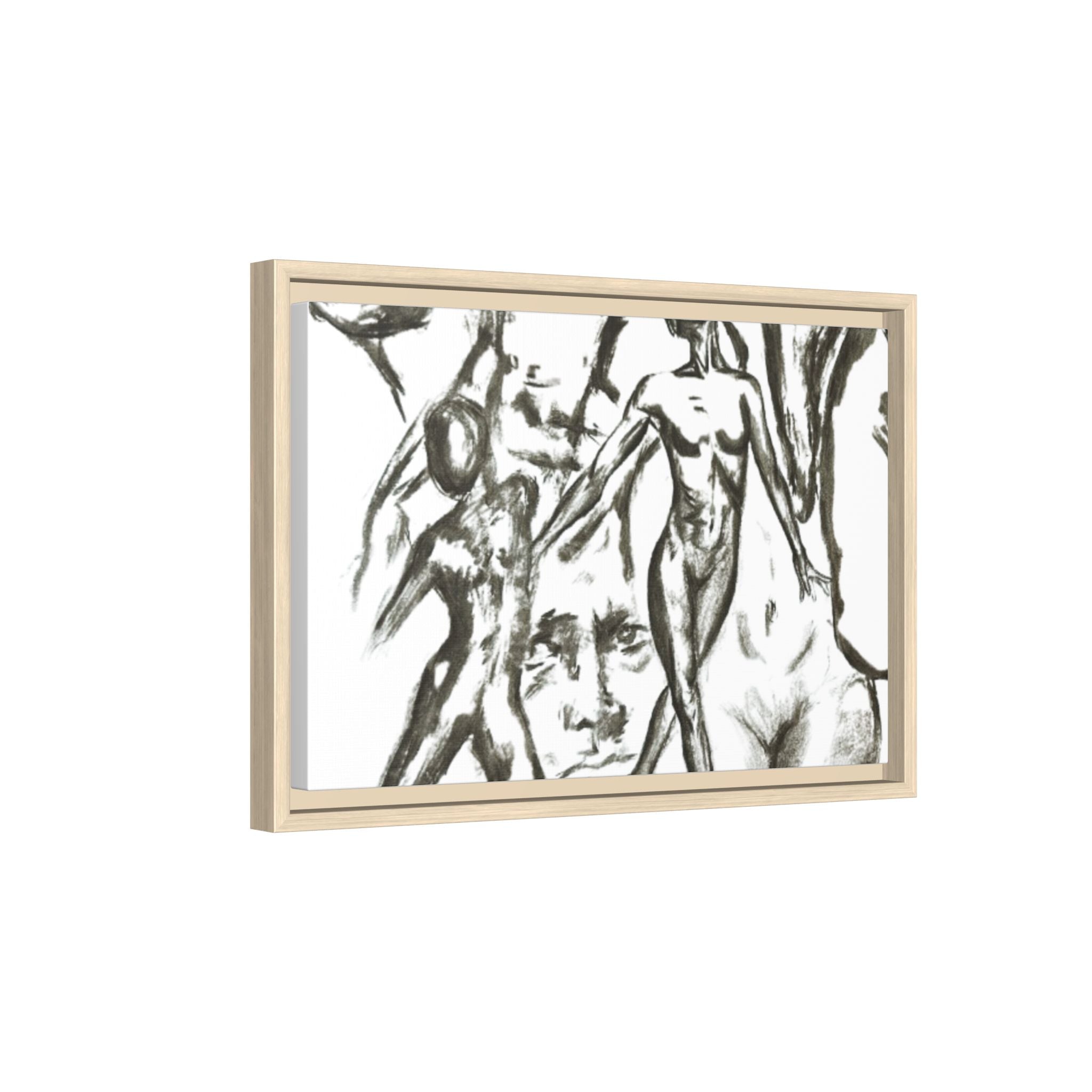 "The Figures" Abstract Matte Canvas Framed Wall Art