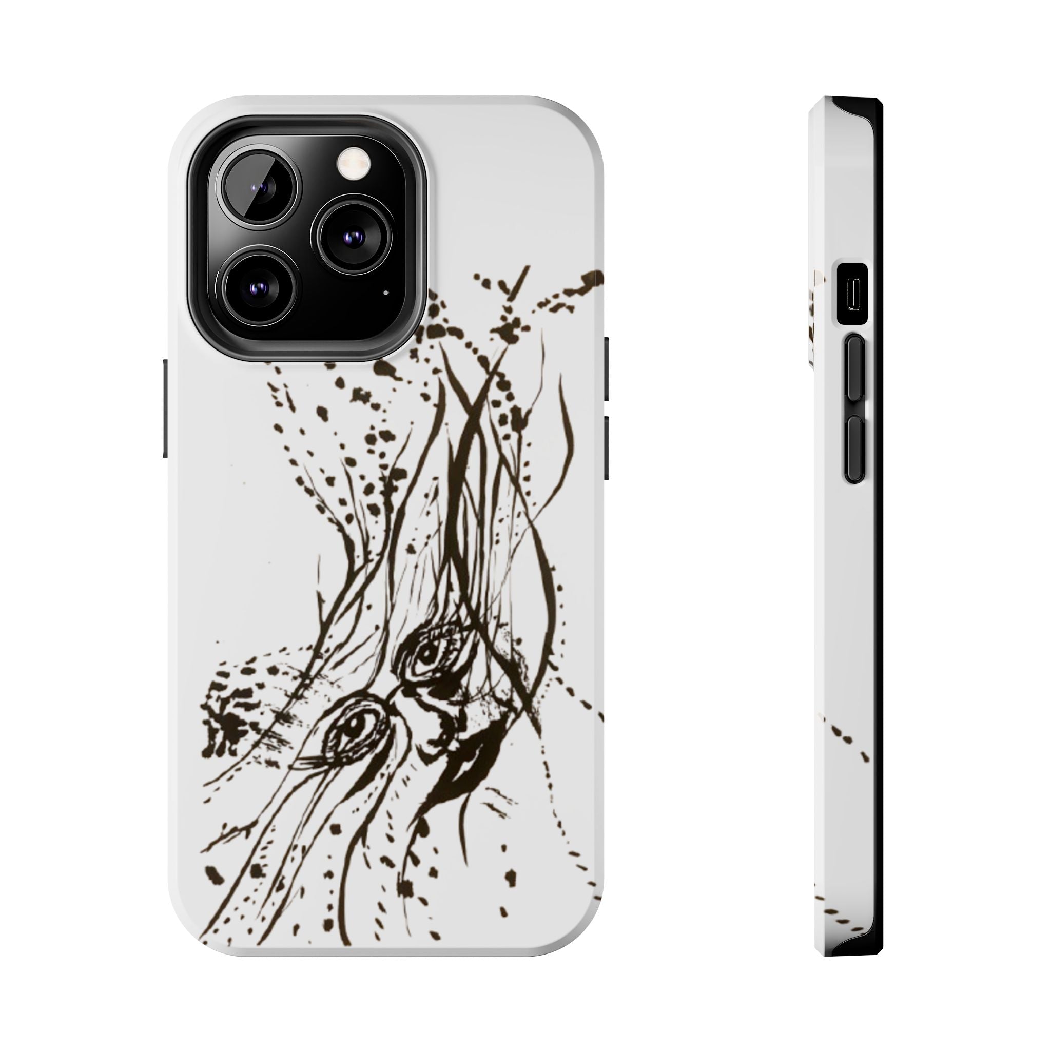 "Ink Face" Tough Phone Case — Abstract Ink Sketch Protective Cover