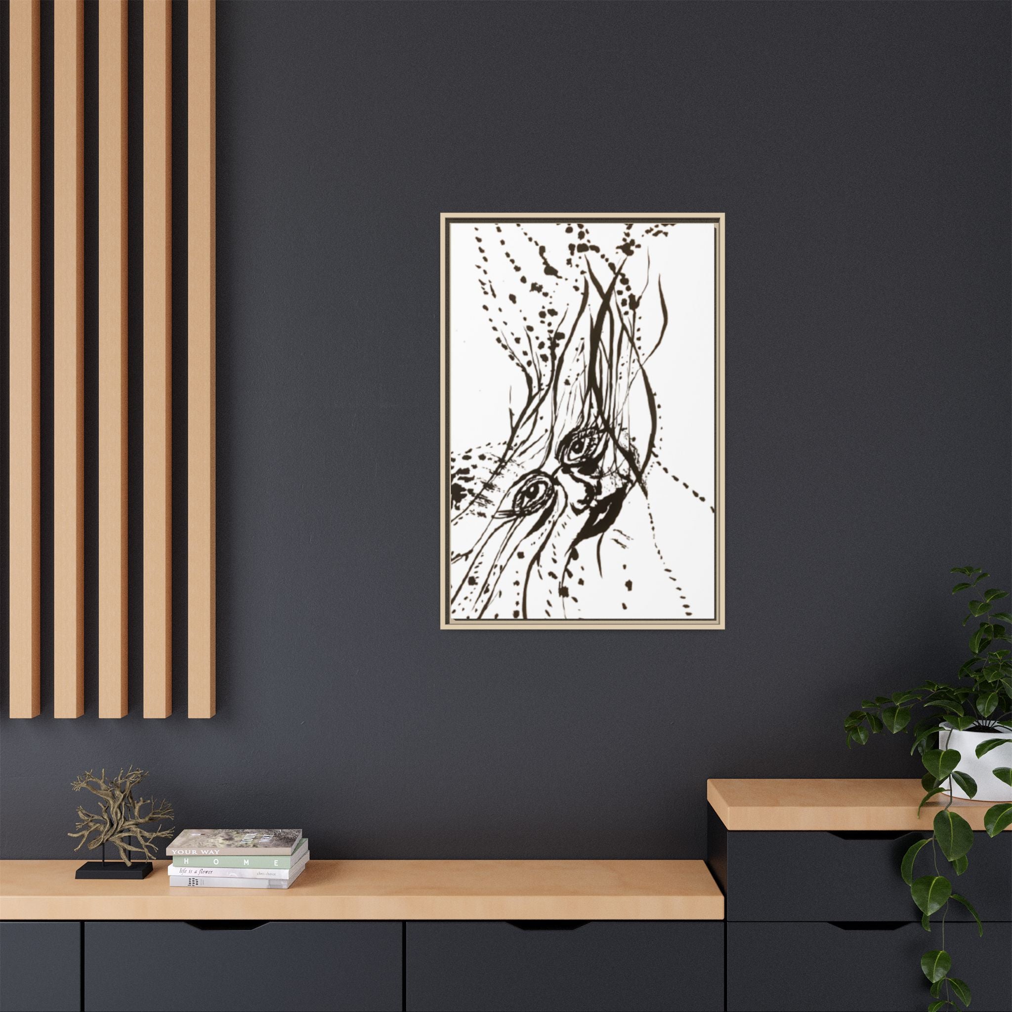 "The Ink Face" Framed Canvas Abstract Face Art Print