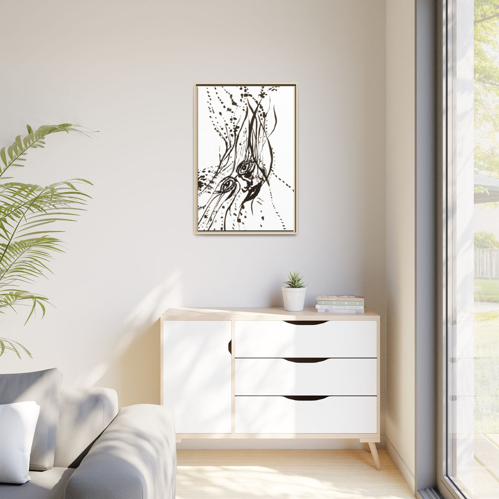 "The Ink Face" Framed Canvas Abstract Face Art Print