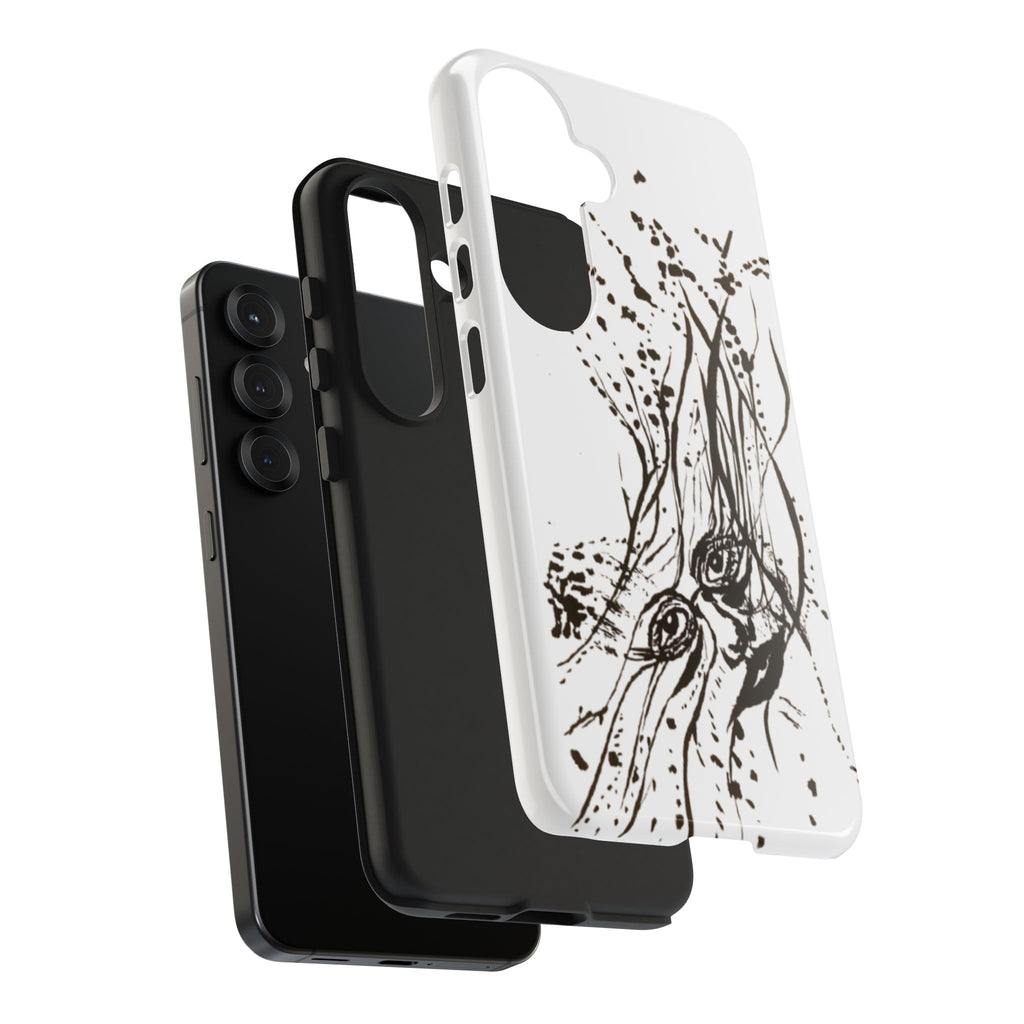 "Ink Face" Tough Phone Case — Abstract Ink Sketch Protective Cover