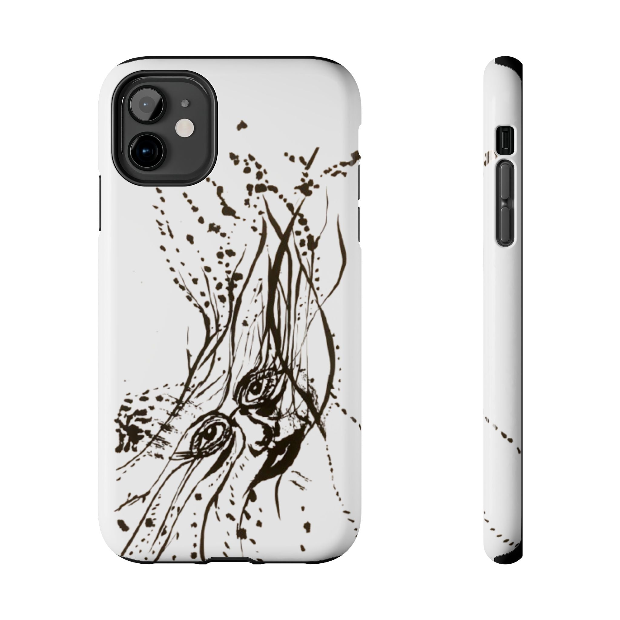 "Ink Face" Tough Phone Case — Abstract Ink Sketch Protective Cover