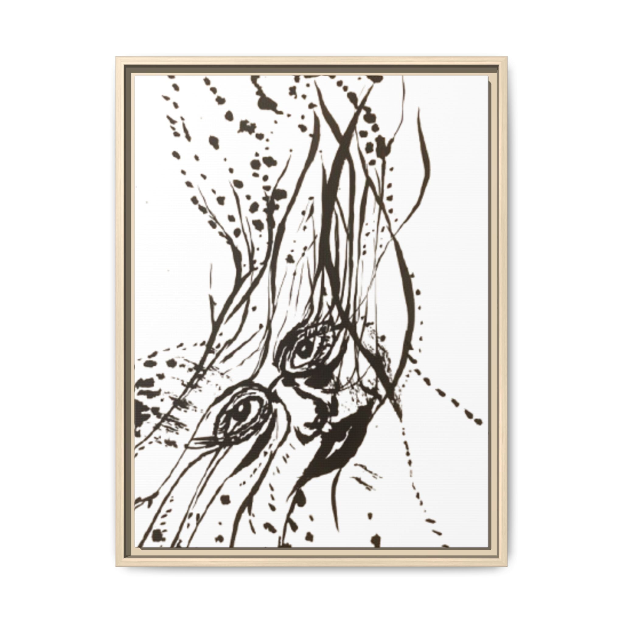 "The Ink Face" Framed Canvas Abstract Face Art Print