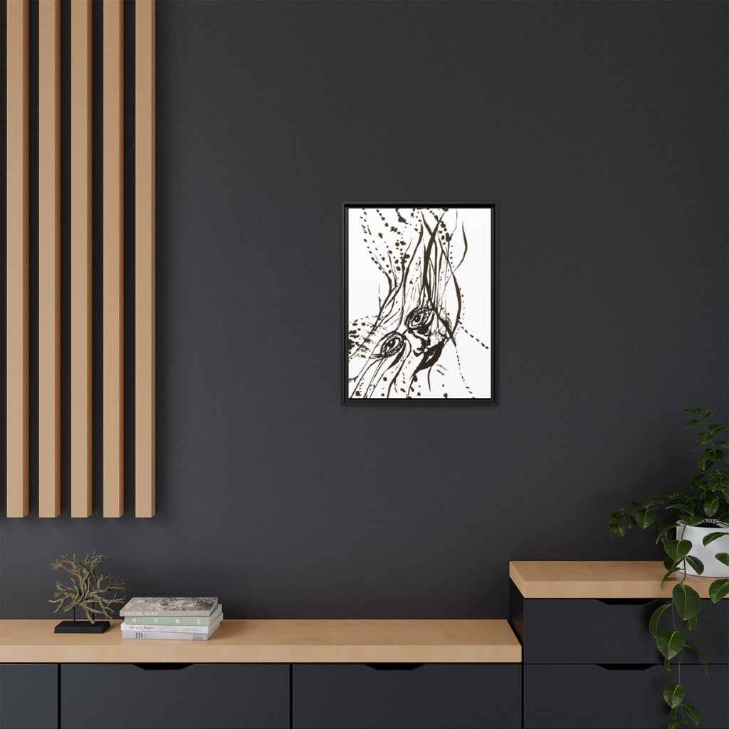 "The Ink Face" Framed Canvas Abstract Face Art Print