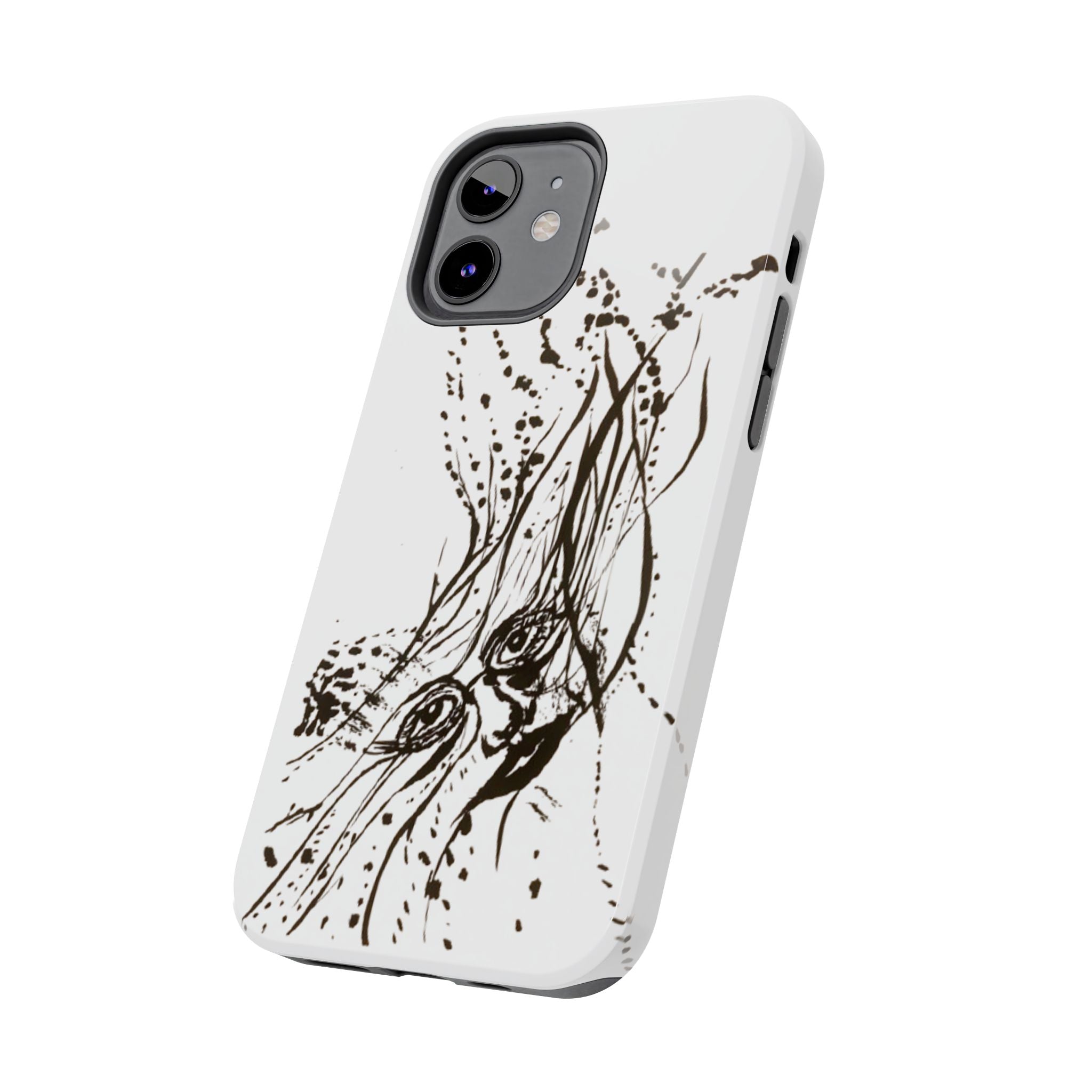 "Ink Face" Tough Phone Case — Abstract Ink Sketch Protective Cover
