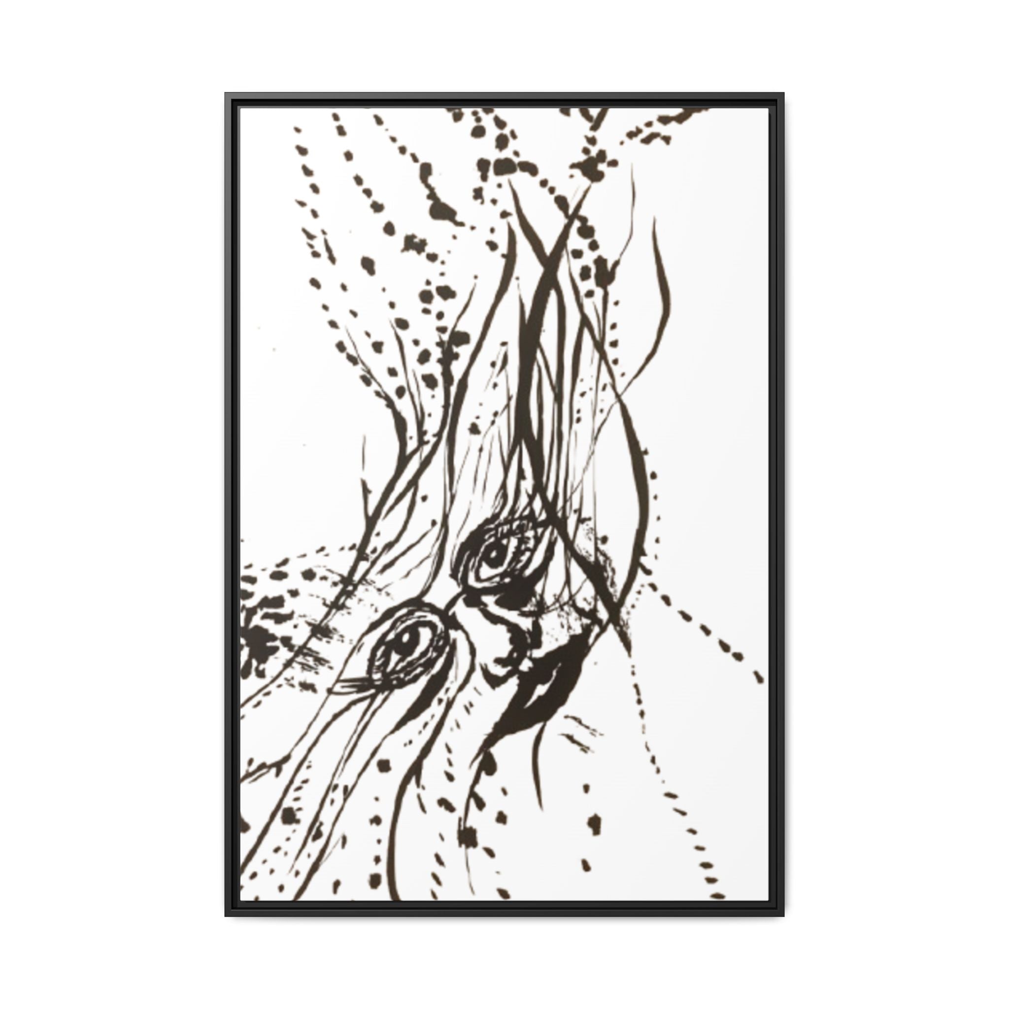 "The Ink Face" Framed Canvas Abstract Face Art Print