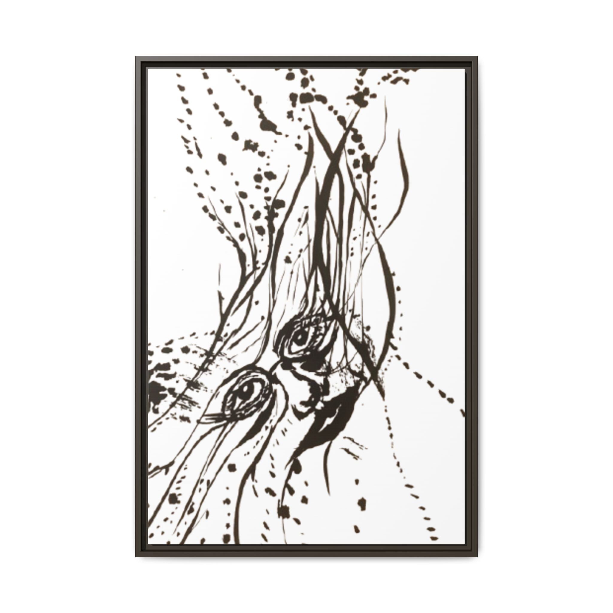 "The Ink Face" Framed Canvas Abstract Face Art Print