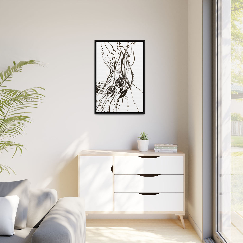 "The Ink Face" Framed Canvas Abstract Face Art Print