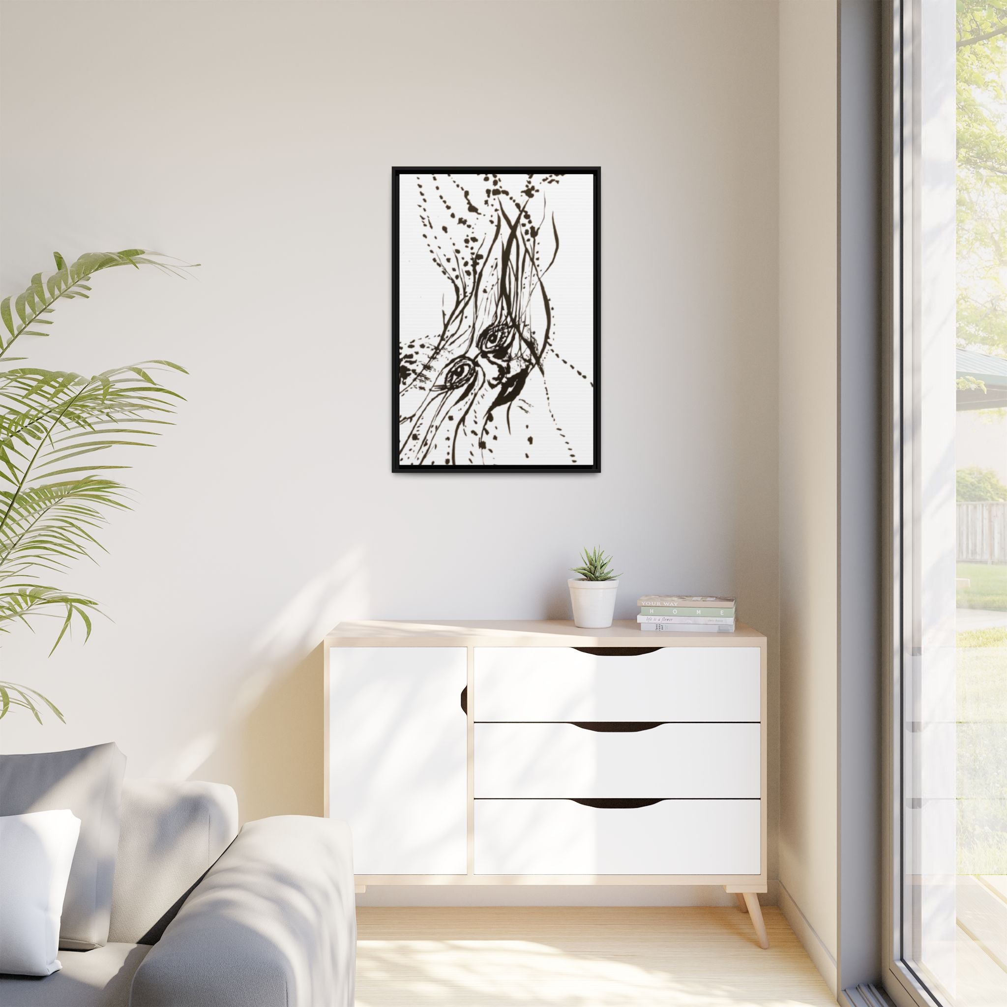 "The Ink Face" Framed Canvas Abstract Face Art Print