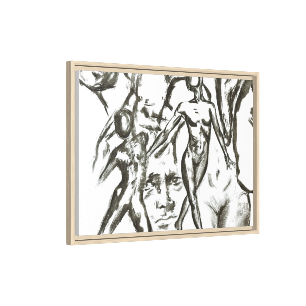 "The Figures" Abstract Matte Canvas Framed Wall Art