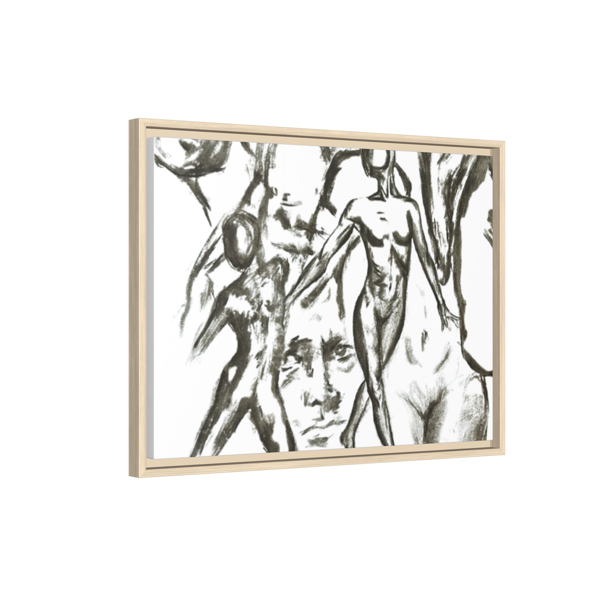 "The Figures" Abstract Matte Canvas Framed Wall Art