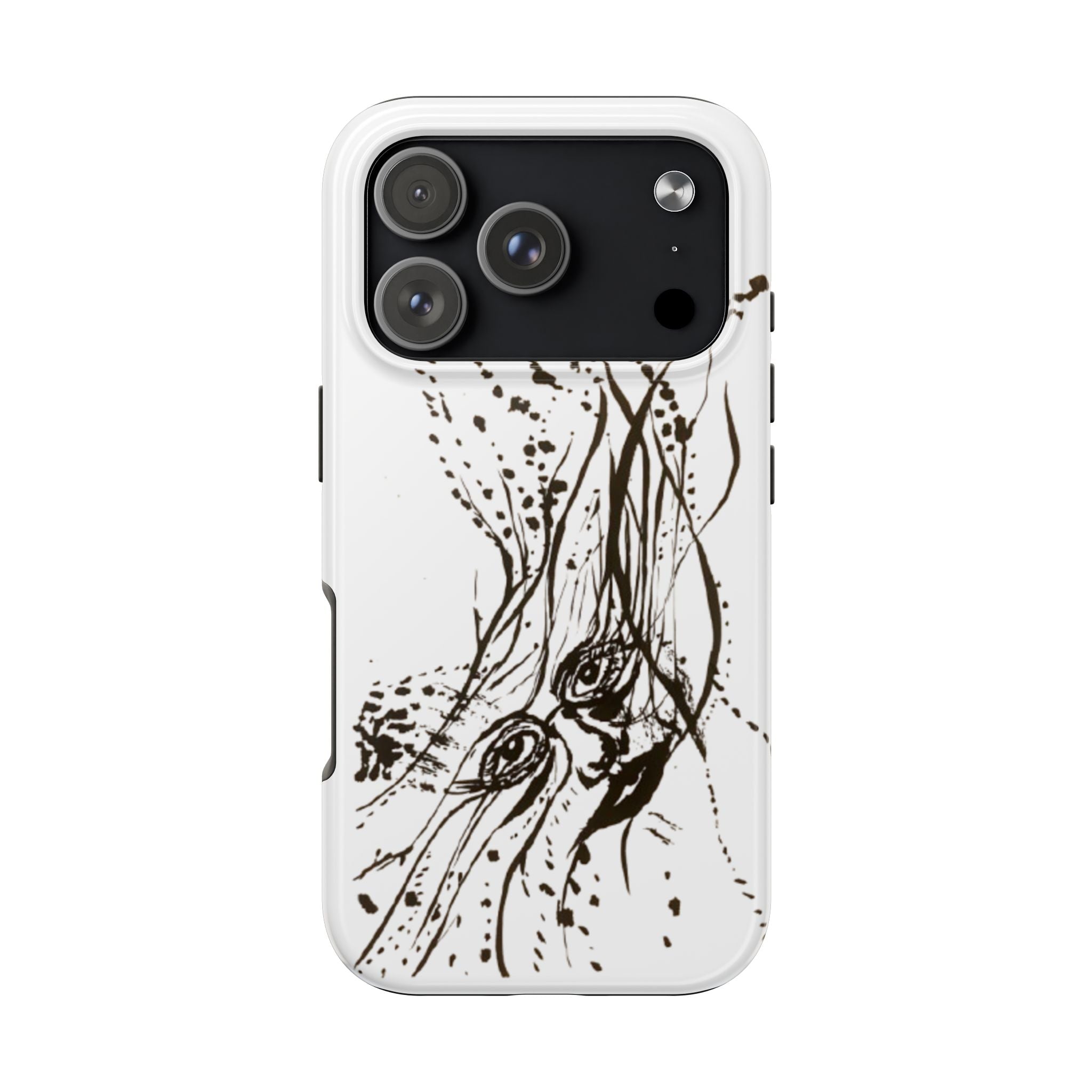 "Ink Face" Tough Phone Case — Abstract Ink Sketch Protective Cover